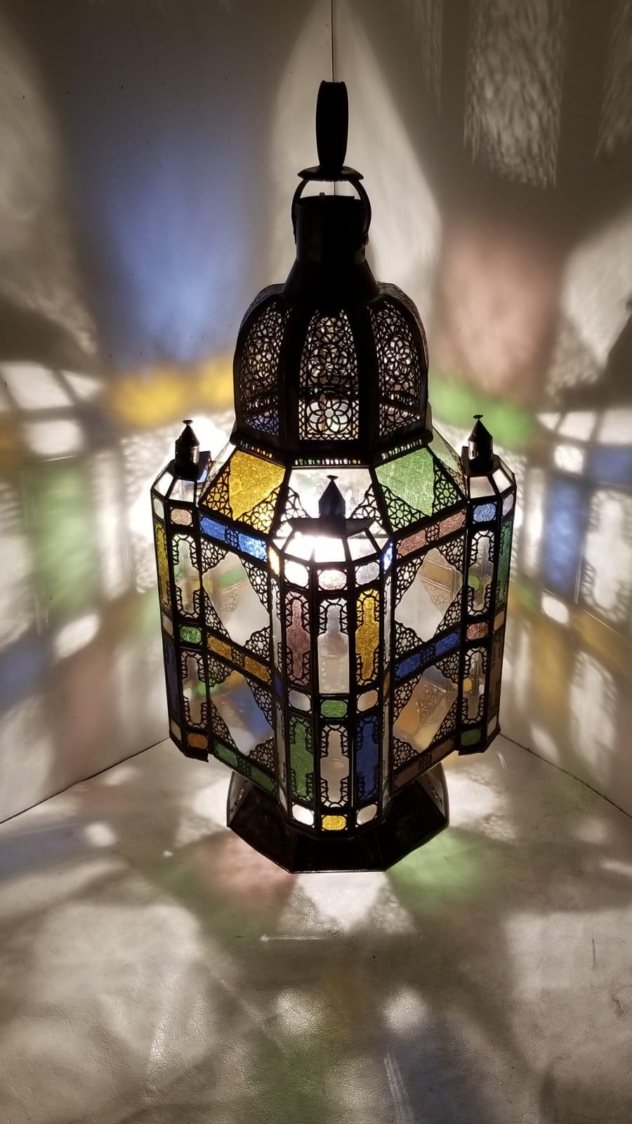 20th Century Large Moroccan Rustic Lantern or Chandelier For Sale