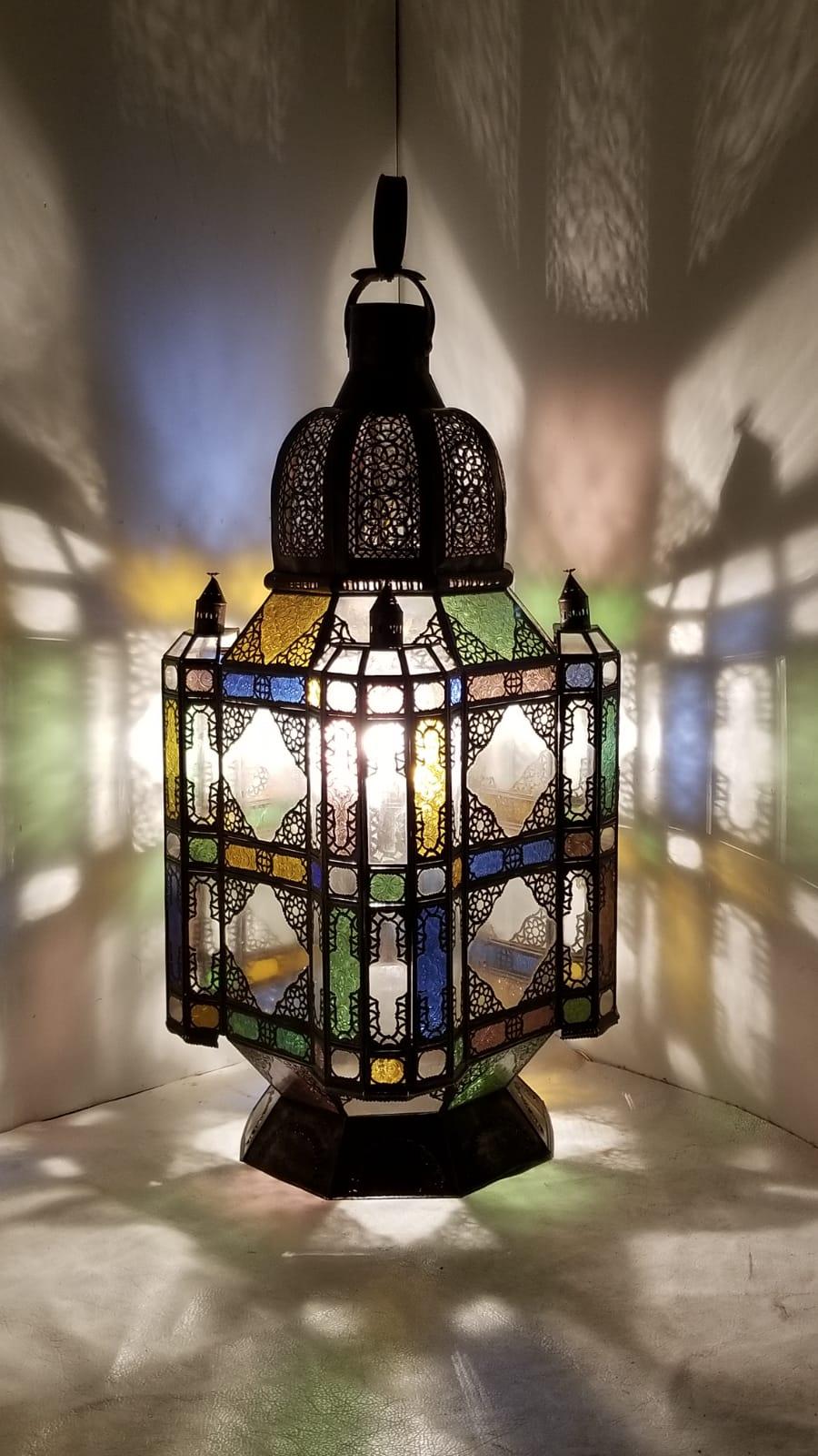 Metal Large Moroccan Rustic Lantern or Chandelier For Sale
