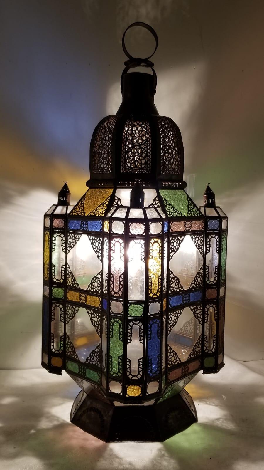 Large Moroccan Rustic Lantern or Chandelier For Sale 1