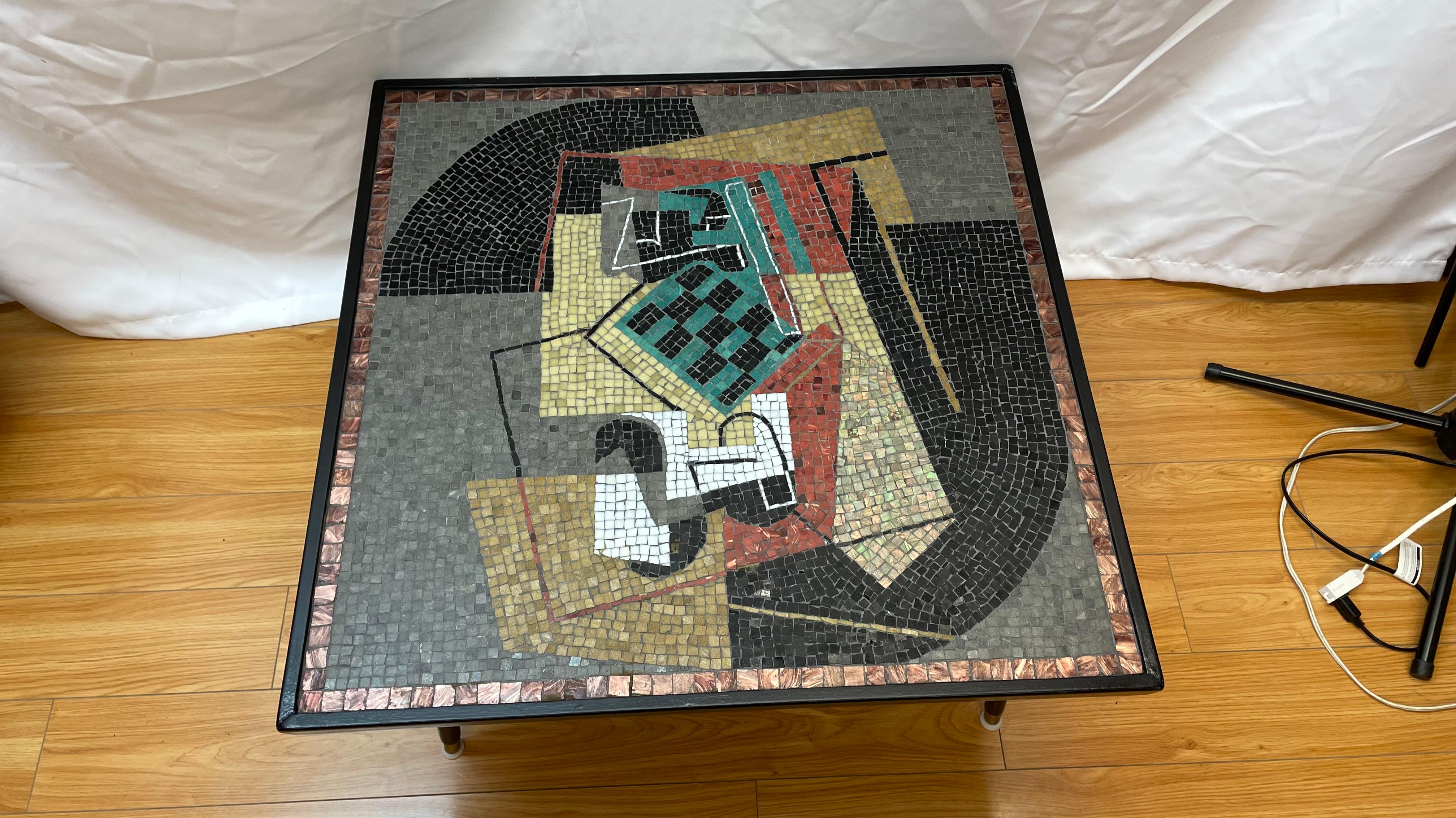 Unique mosaic tile table mid century modern For Sale 1