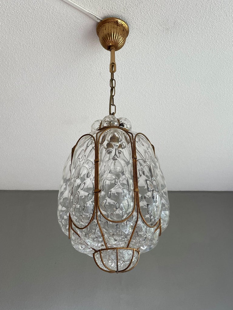 Unique Mouthblown Midcentury Venetian Murano Art Glass Pendant / Ceiling Light For Sale 11