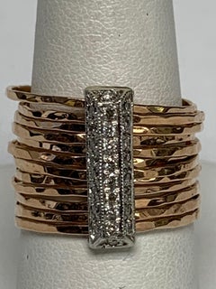 Pave Diamond White Gold Brick, Rose Gold Ring