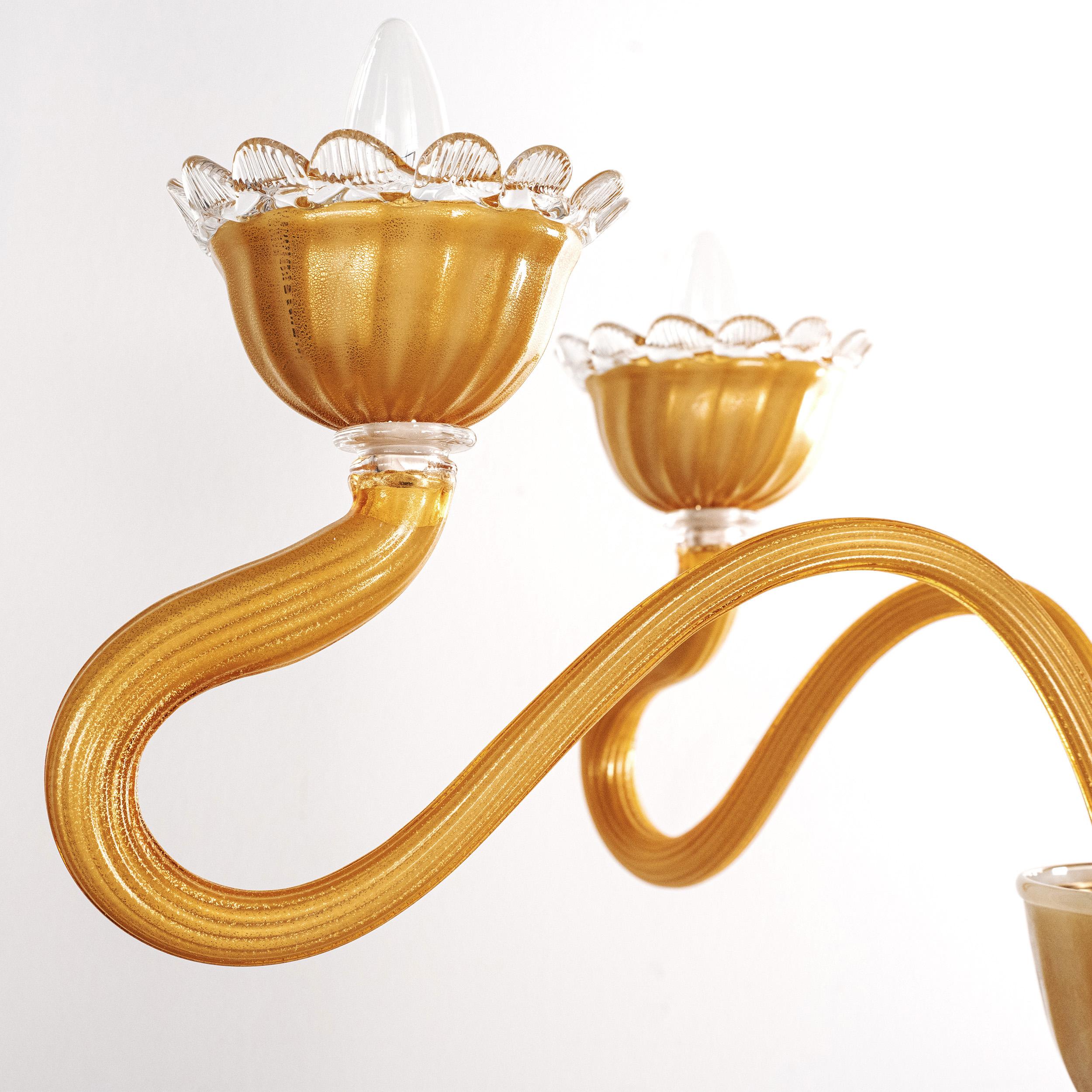Unique Murano Amber glass chandelier 5 lights, Vintage Made in Italy in stock im Zustand „Hervorragend“ im Angebot in Venezia, IT