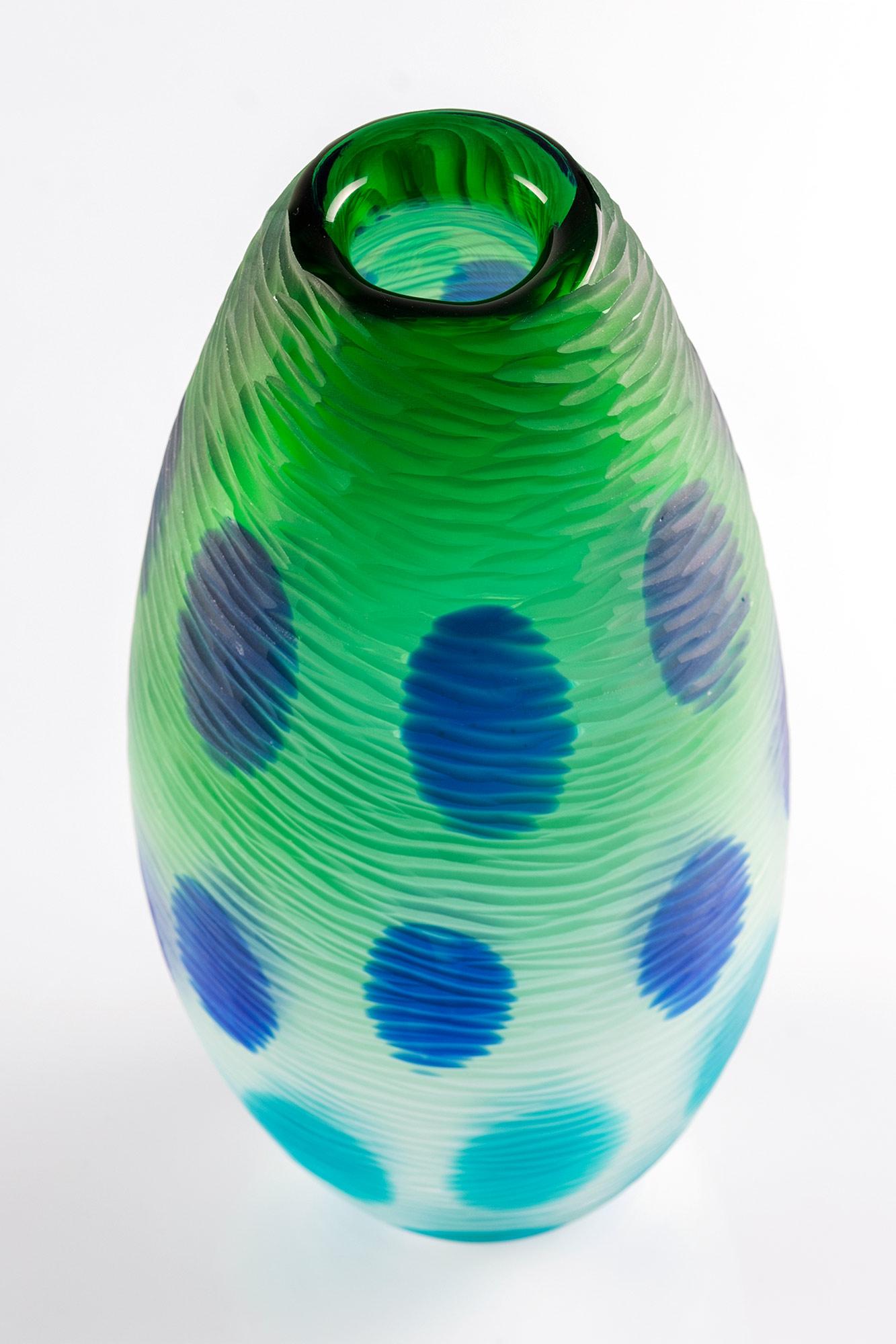 Fabulous Unique Piece Murano Glass Vase by Paolo Crepax, Italy. 
Etched signature and label on the underside.