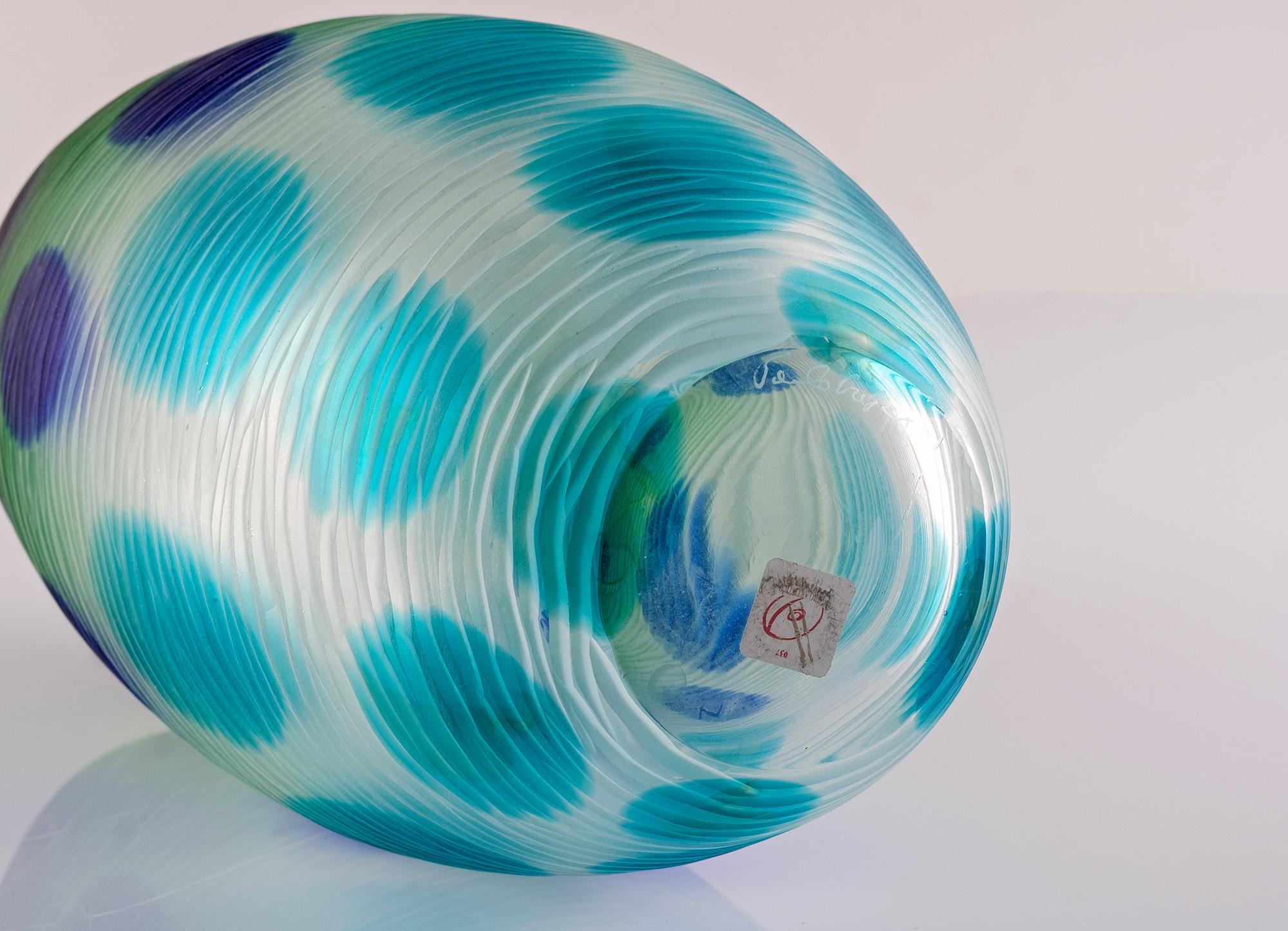 Hand-Crafted Murano Battuto Glass Vase by Paolo Crepax, Italy, Unique Piece For Sale