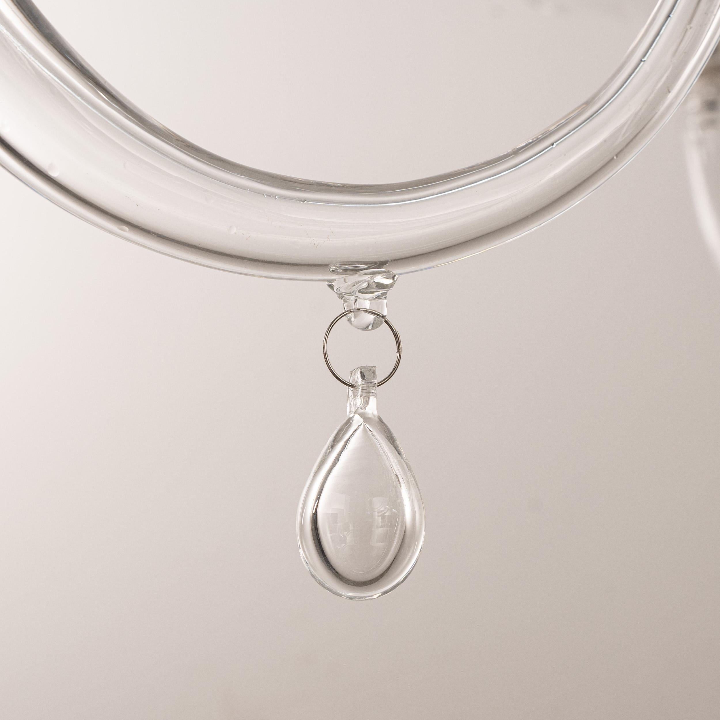 Araña única de cristal de Murano transparente 6 luces, Vintage Made in Italy en stock en venta 2