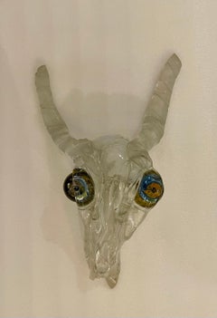 Unique Murano Glass Antelope Animal Wall Sculpture