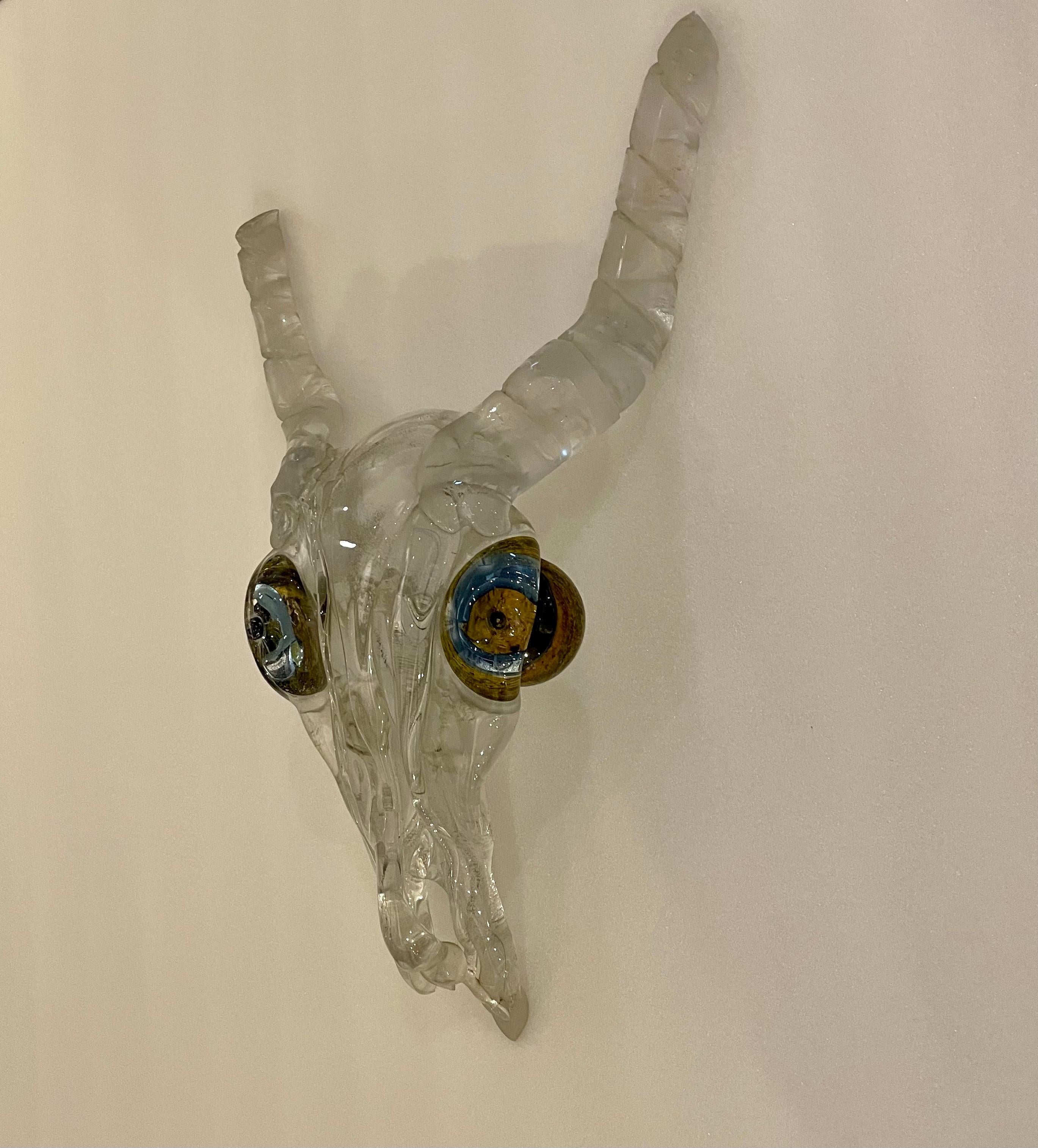 Brutalist Unique Murano Glass Antelope Animal Wall Sculpture