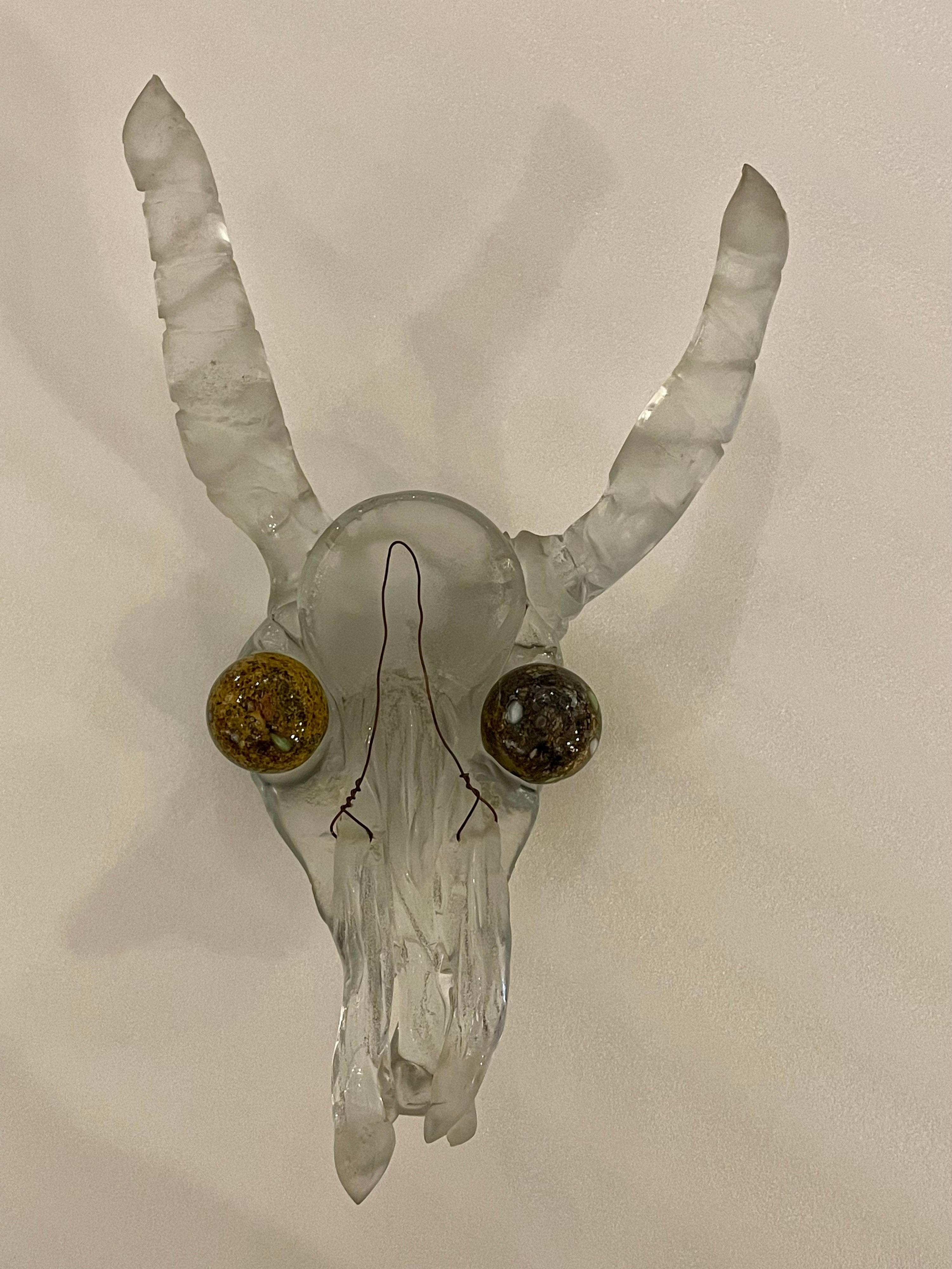 Italian Unique Murano Glass Antelope Animal Wall Sculpture