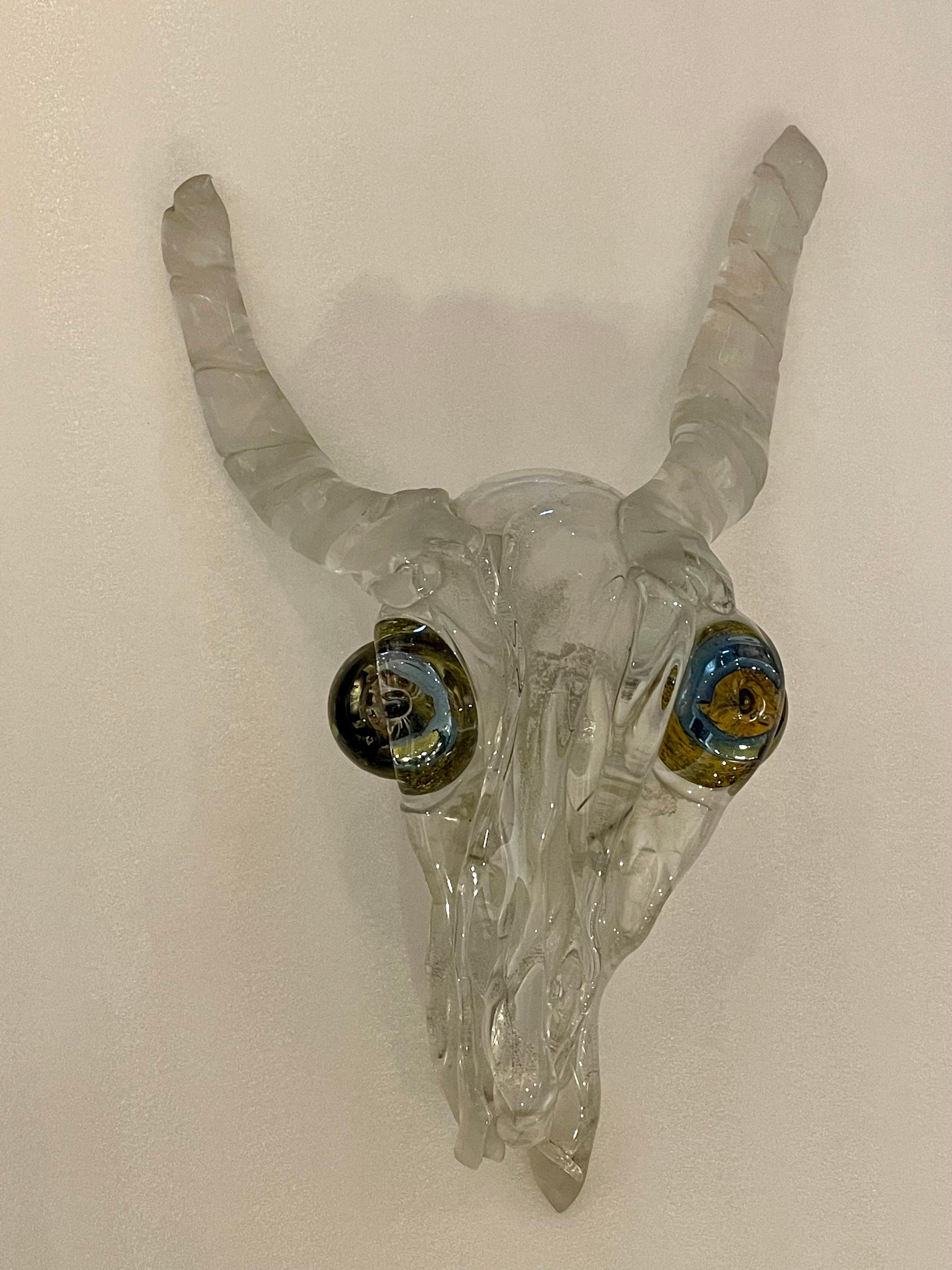 Unique Murano Glass Antelope Animal Wall Sculpture In Excellent Condition In San Diego, CA