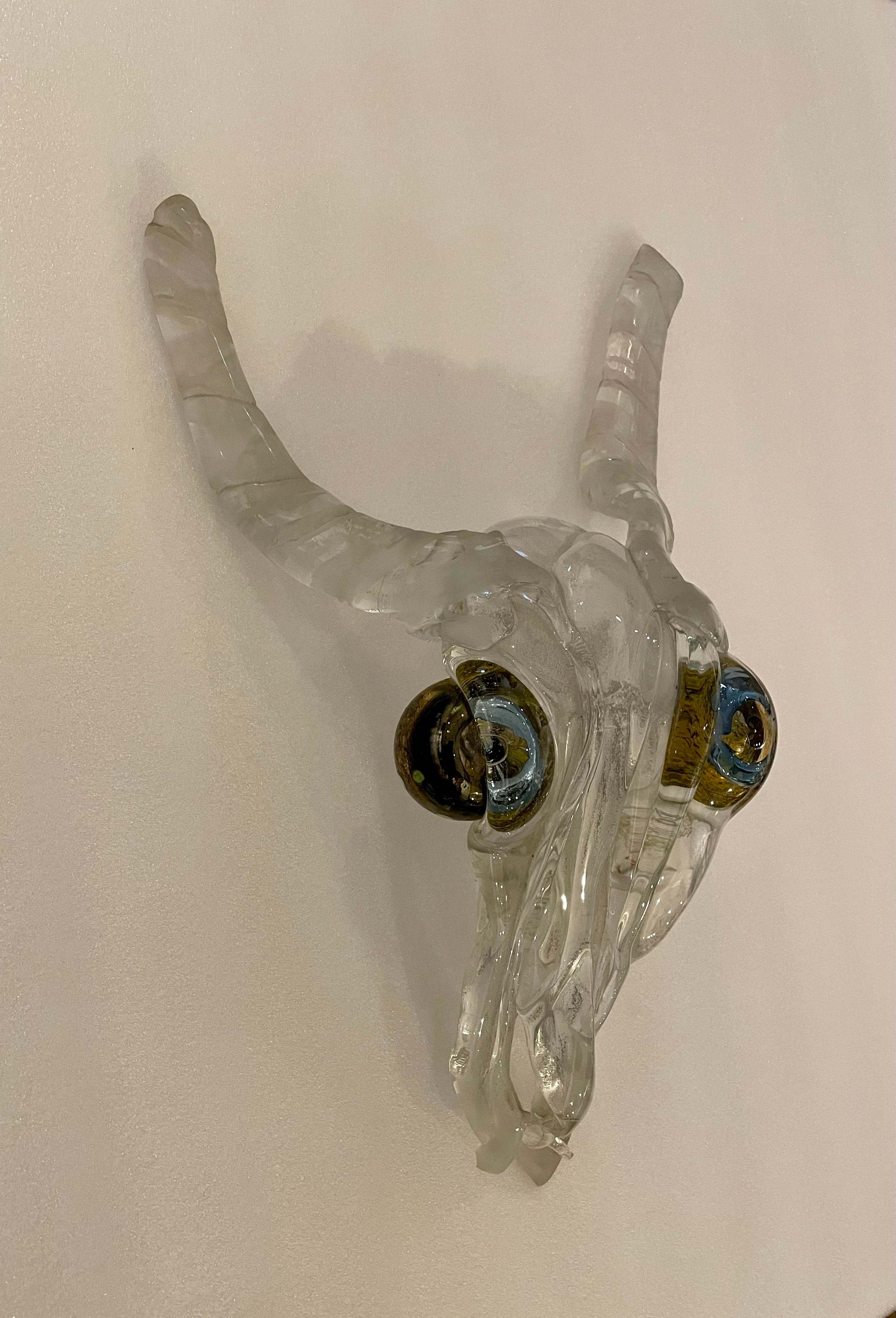 20th Century Unique Murano Glass Antelope Animal Wall Sculpture