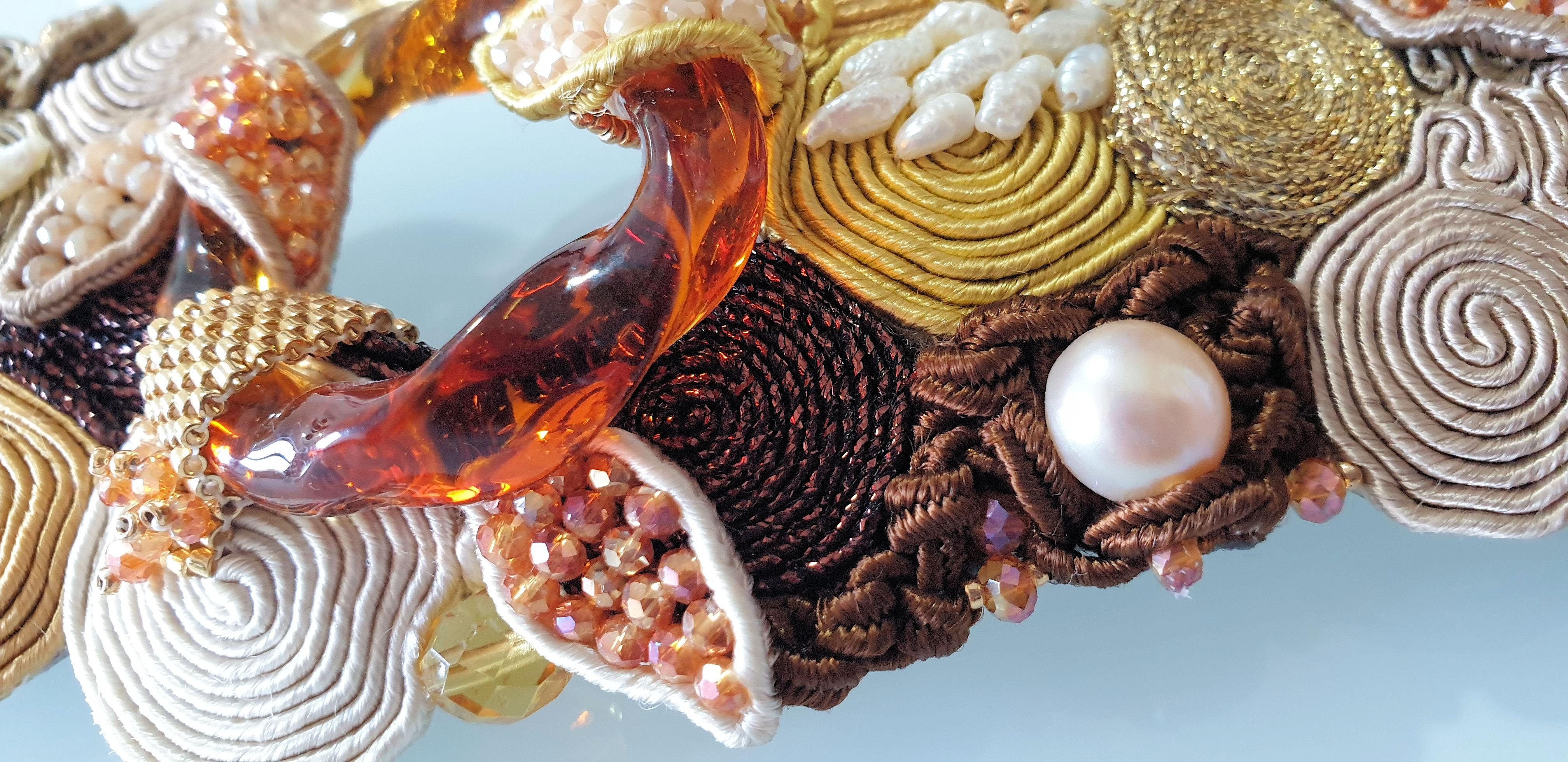 Amber Murano Glass Beads Costume Bracelet  4