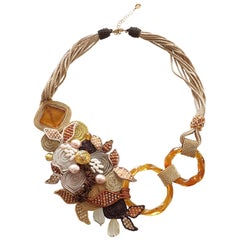 Amber Murano glass Beaded Fashion Necklace 