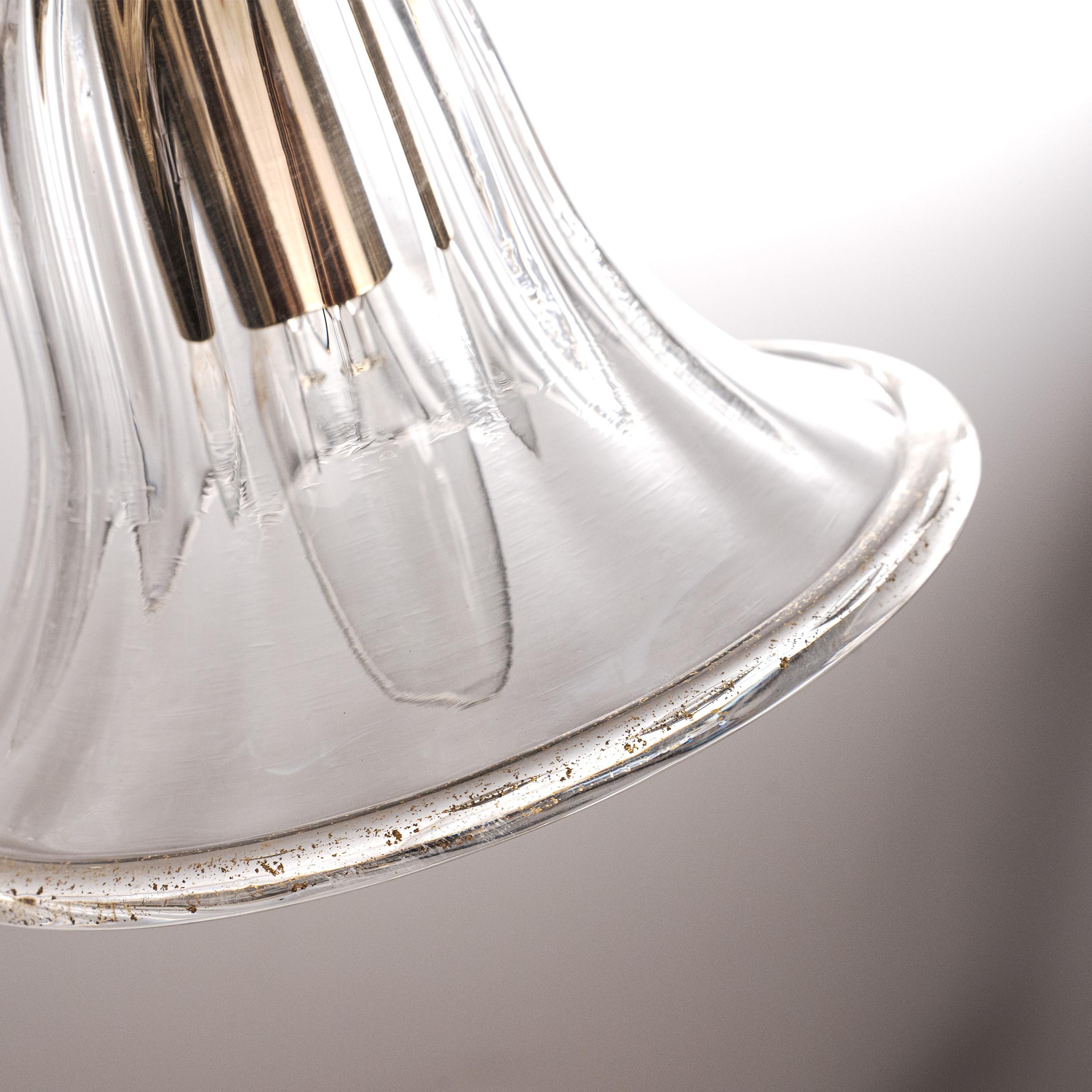 Lampadario in vetro di Murano a 5 luci, fatto a mano, Vintage Made in Italy in stock in vendita 4
