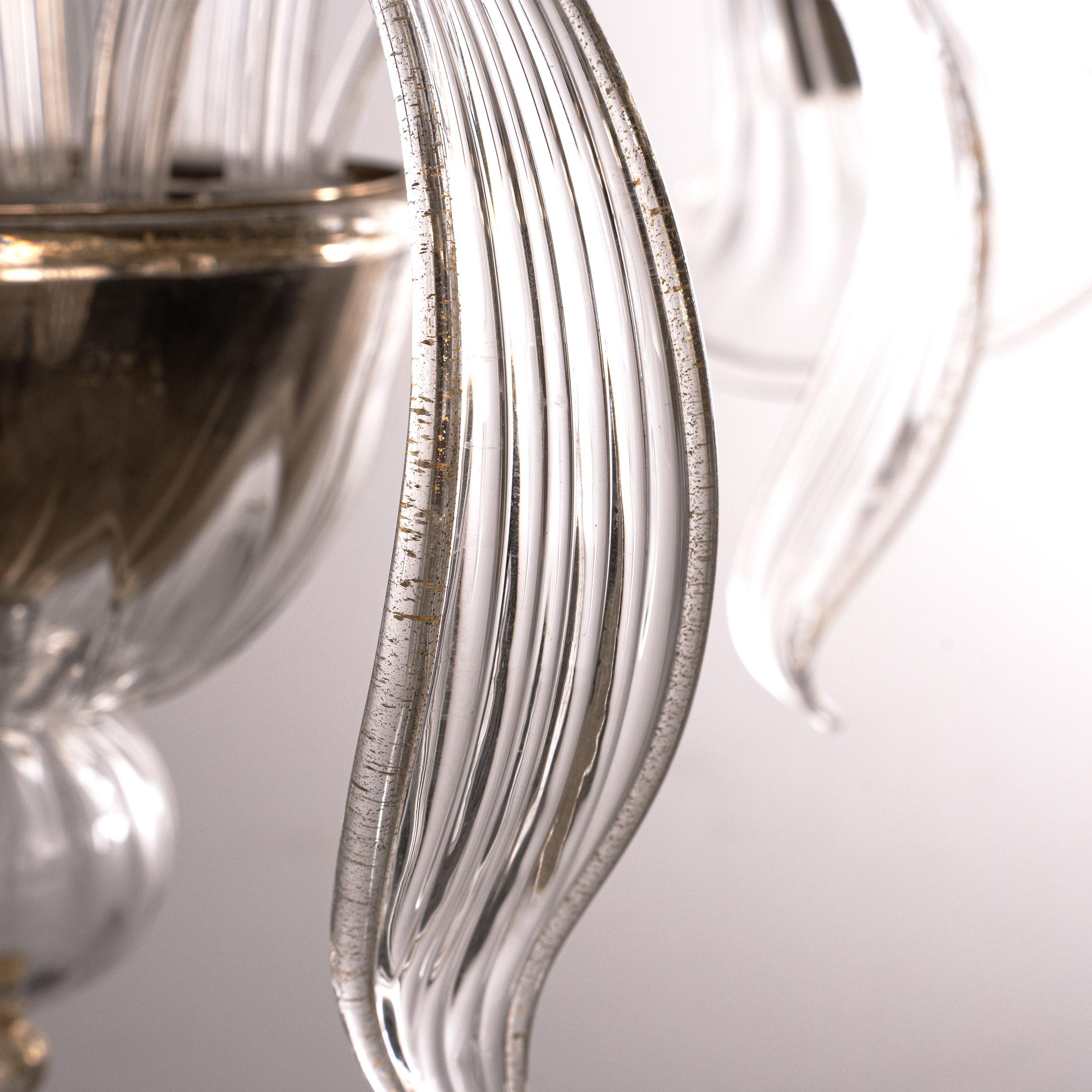 Italiano Lampadario in vetro di Murano a 5 luci, fatto a mano, Vintage Made in Italy in stock in vendita