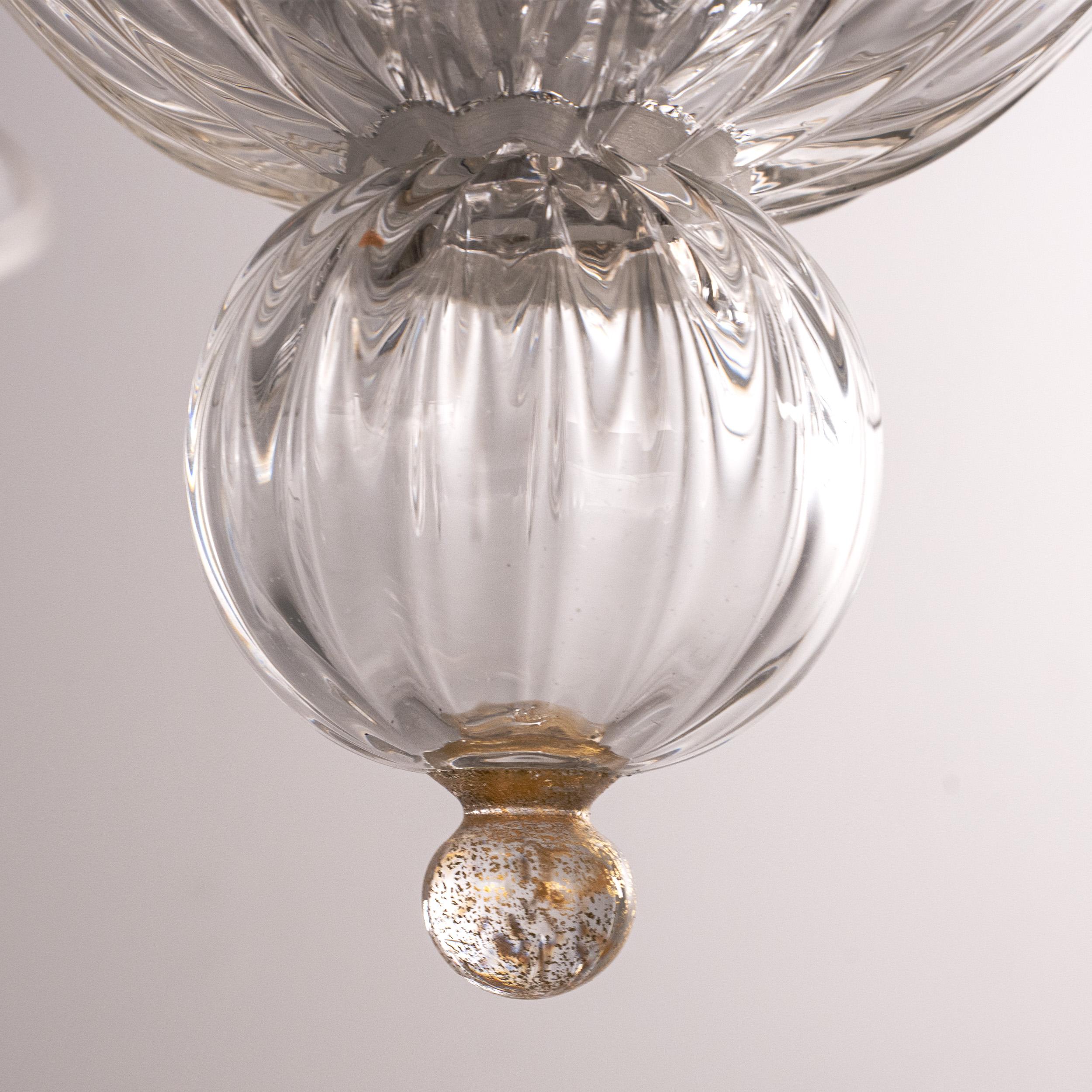 Lampadario in vetro di Murano a 5 luci, fatto a mano, Vintage Made in Italy in stock In condizioni ottime in vendita a Venezia, IT