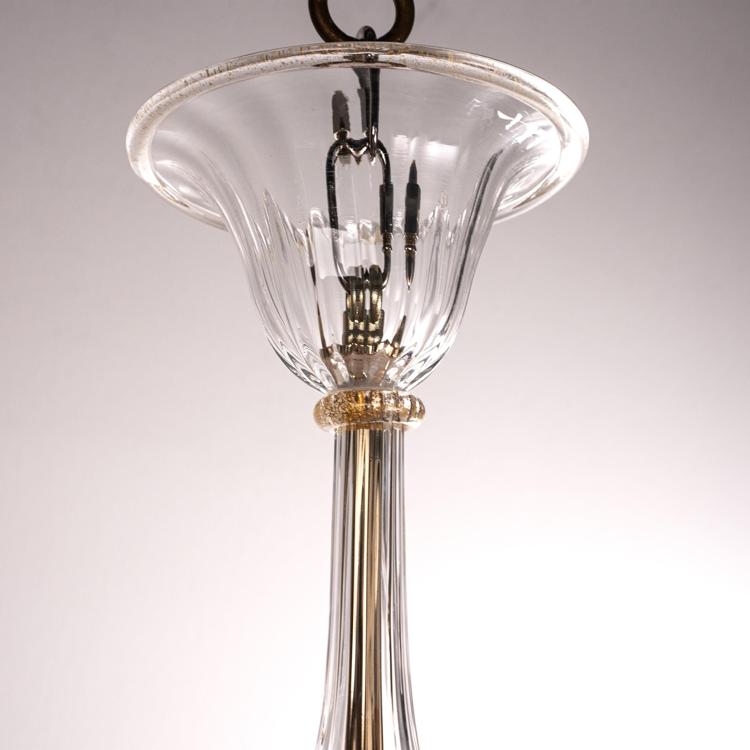 Lampadario in vetro di Murano a 5 luci, fatto a mano, Vintage Made in Italy in stock in vendita 3