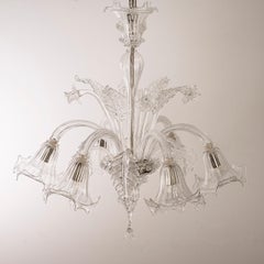 Unique Murano glass chandelier 6 lights, handmade Vintage Made in Italy in stock