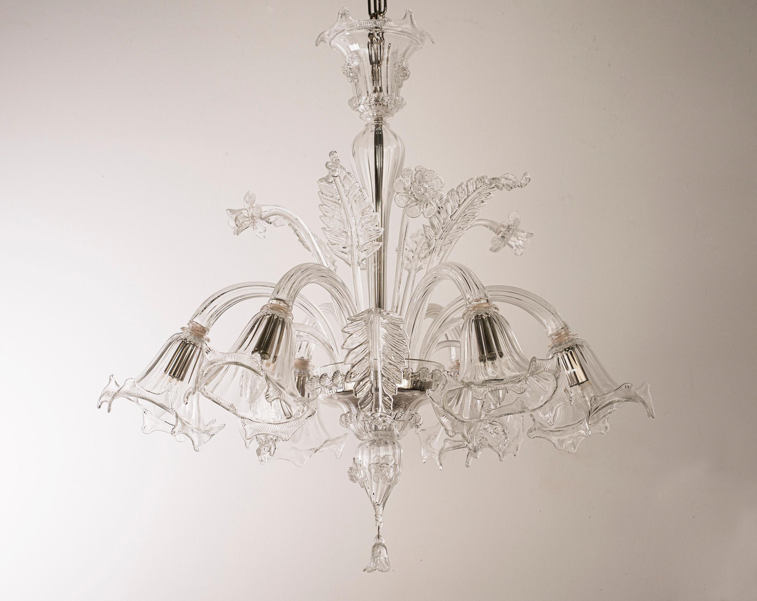 Lampadario in vetro di Murano a 6 luci, fatto a mano Vintage Made in Italy in stock In condizioni ottime in vendita a Venezia, IT