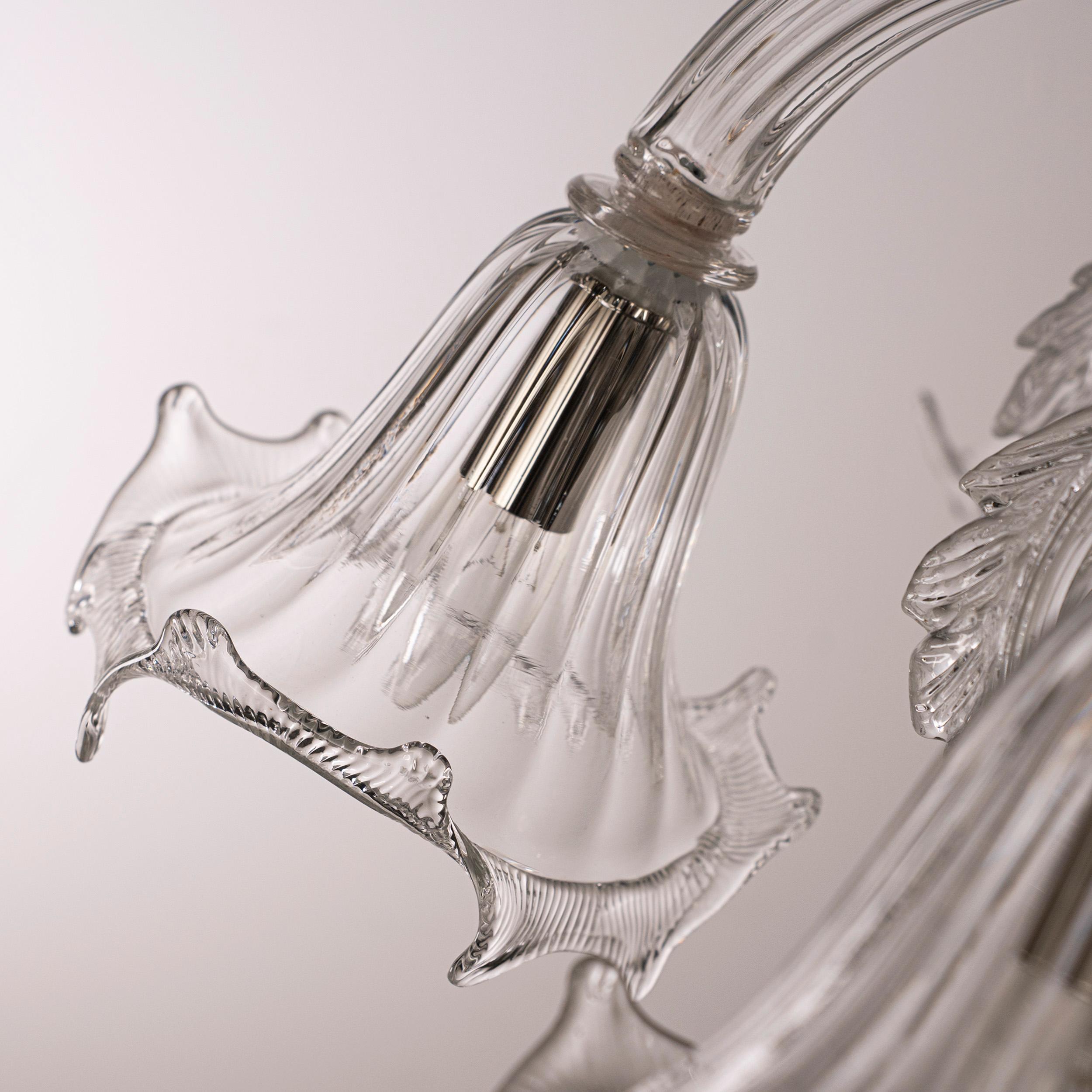 Ottone Lampadario in vetro di Murano a 6 luci, fatto a mano Vintage Made in Italy in stock in vendita