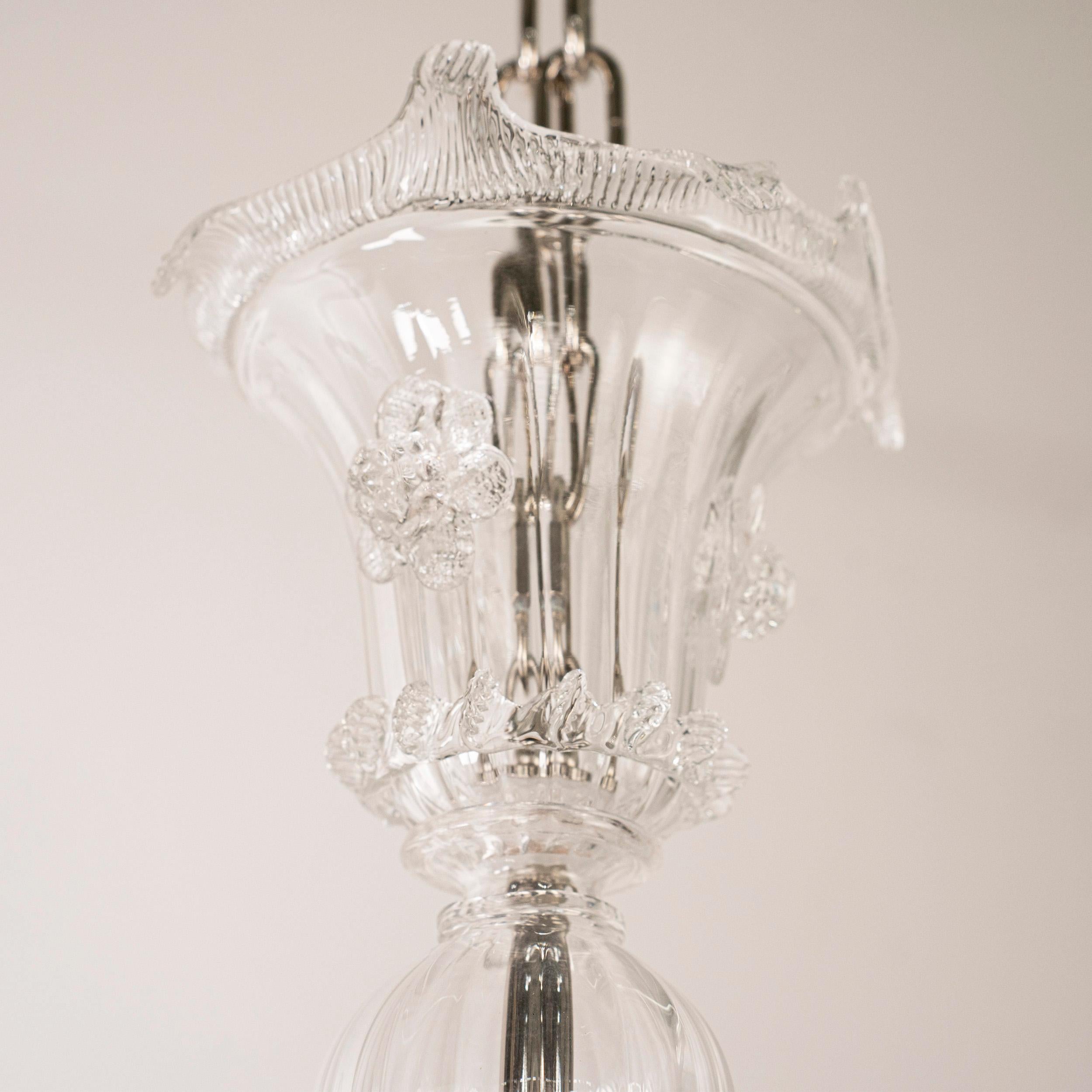 Lampadario in vetro di Murano a 6 luci, fatto a mano Vintage Made in Italy in stock in vendita 1