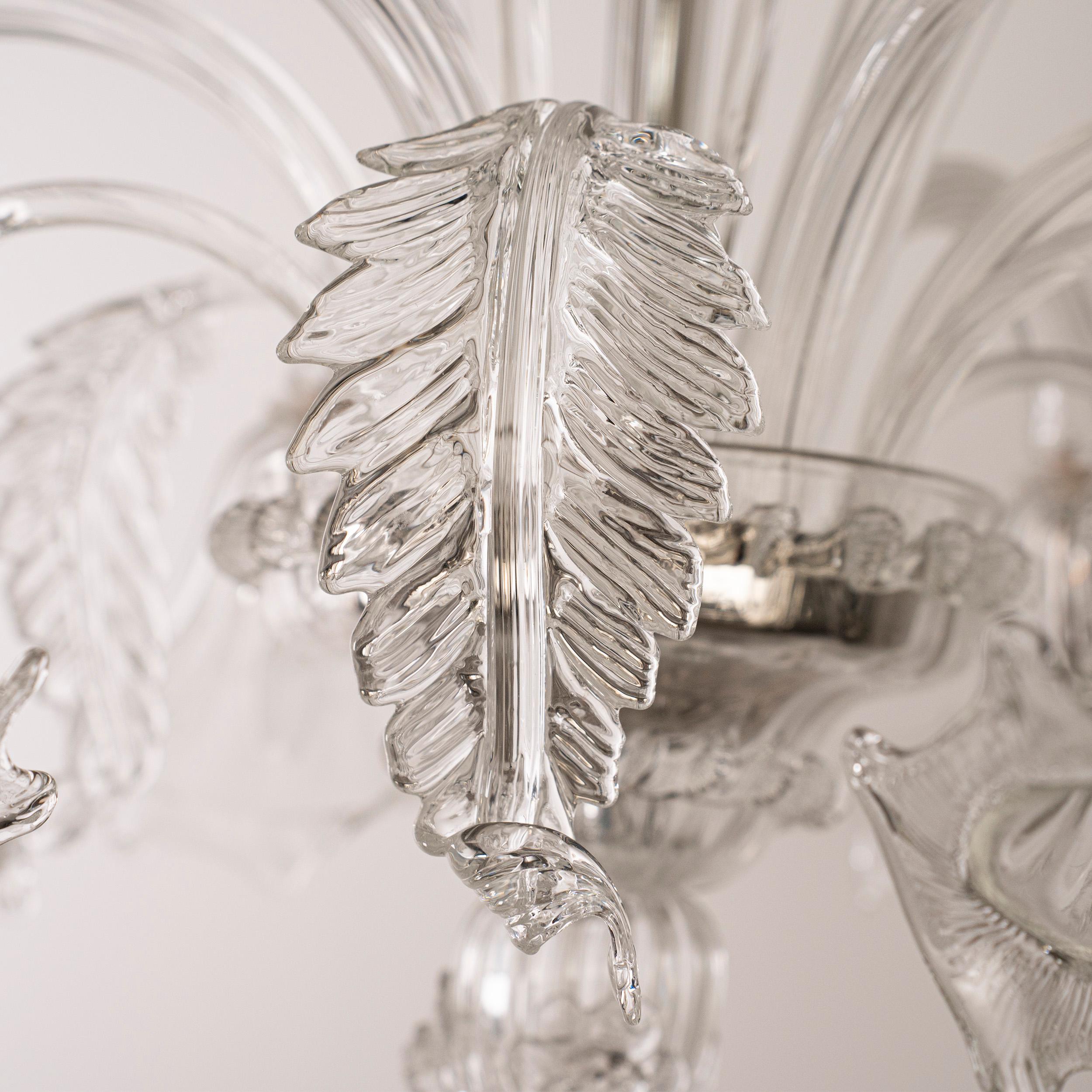 Lampadario in vetro di Murano a 6 luci, fatto a mano Vintage Made in Italy in stock in vendita 2