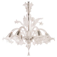 Unique Murano glass chandelier 6 lights, handmade Vintage Made in Italy in stock