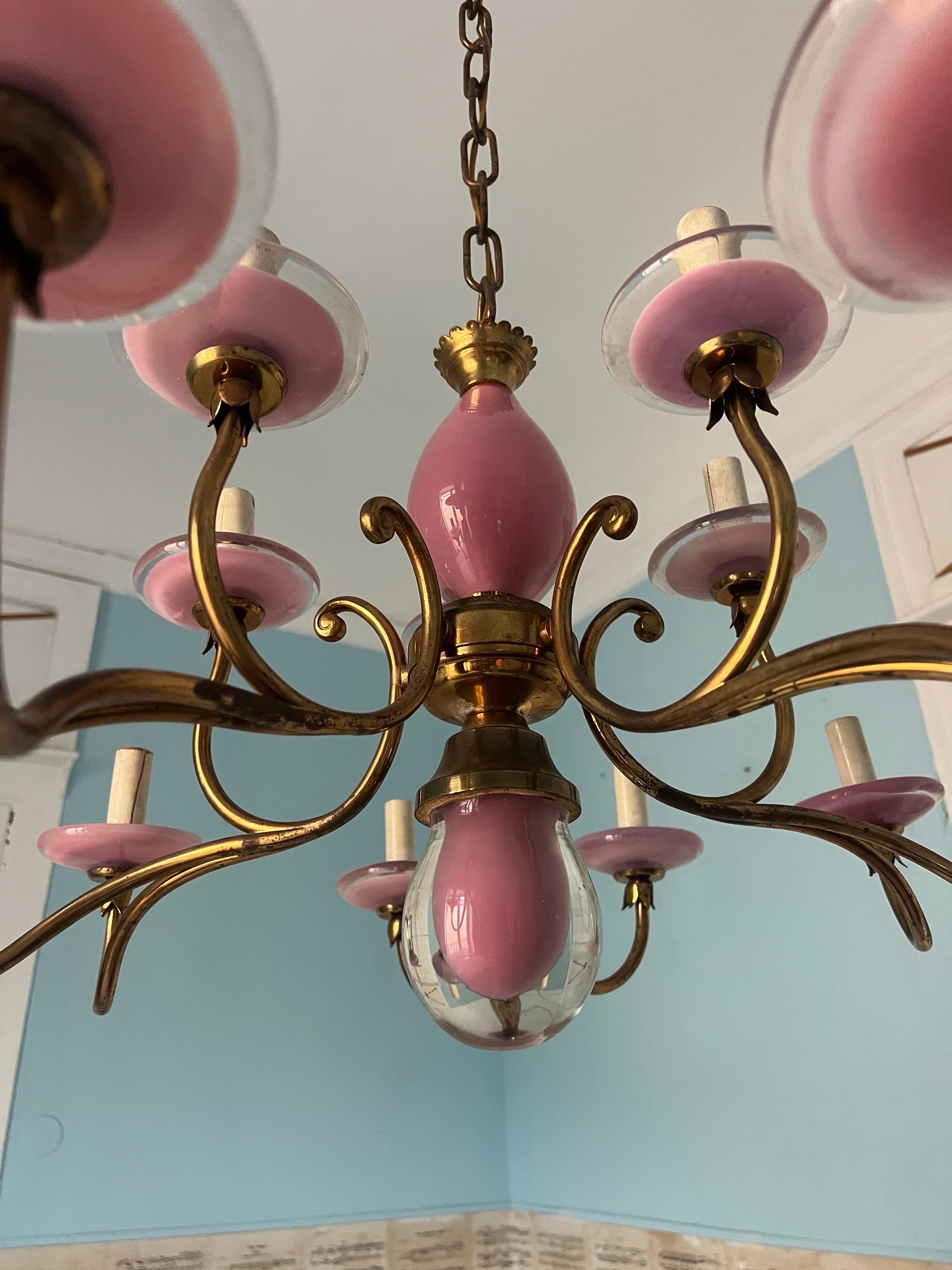 Mid-Century moderno Lampadario unico in vetro di Murano, Italia, XX secolo in vendita