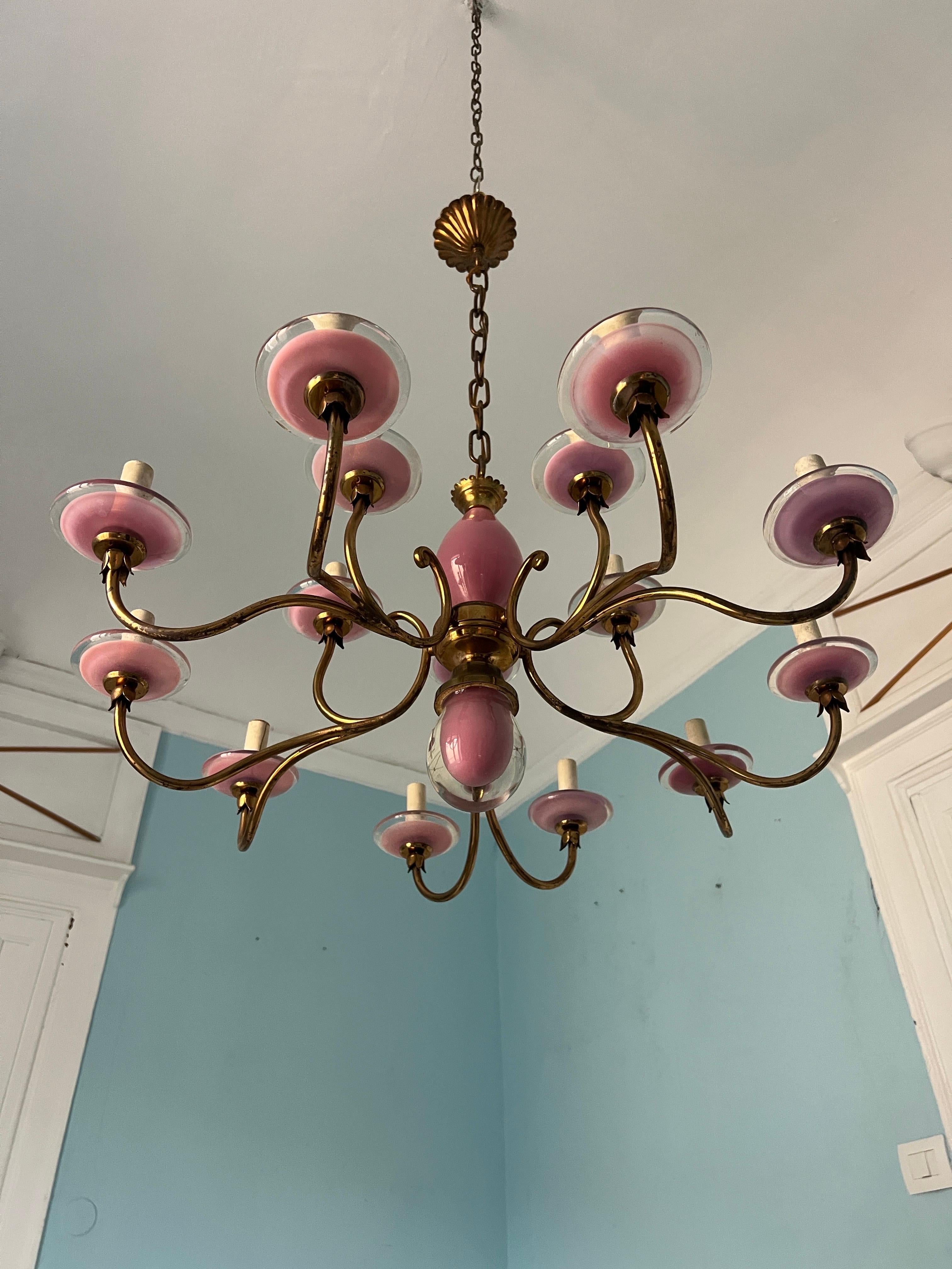 Lampadario unico in vetro di Murano, Italia, XX secolo in vendita 1