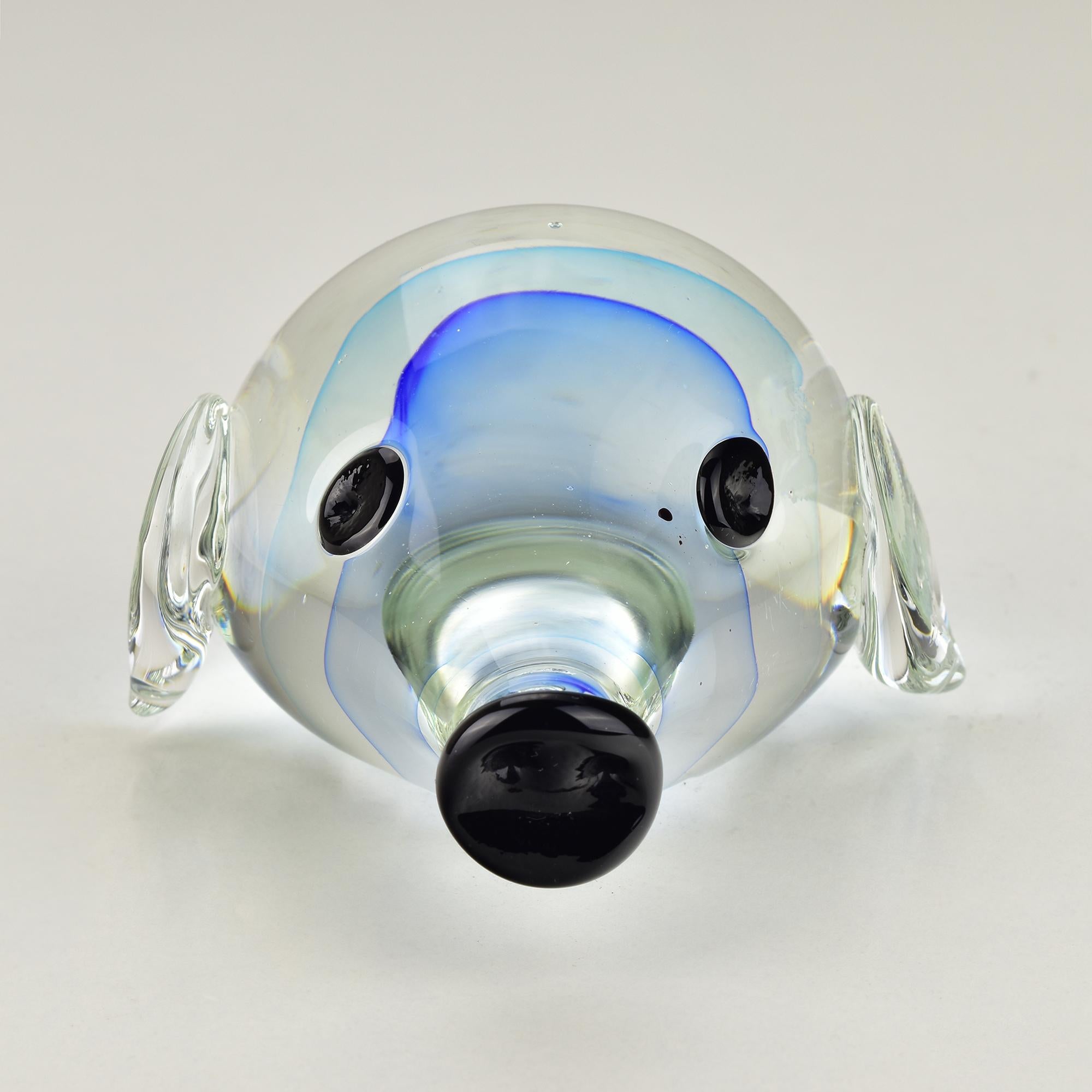 Italian Unique Murano Glass Dachshund Dog Paperweight Antonio da Ros for Cenedese 1960s For Sale