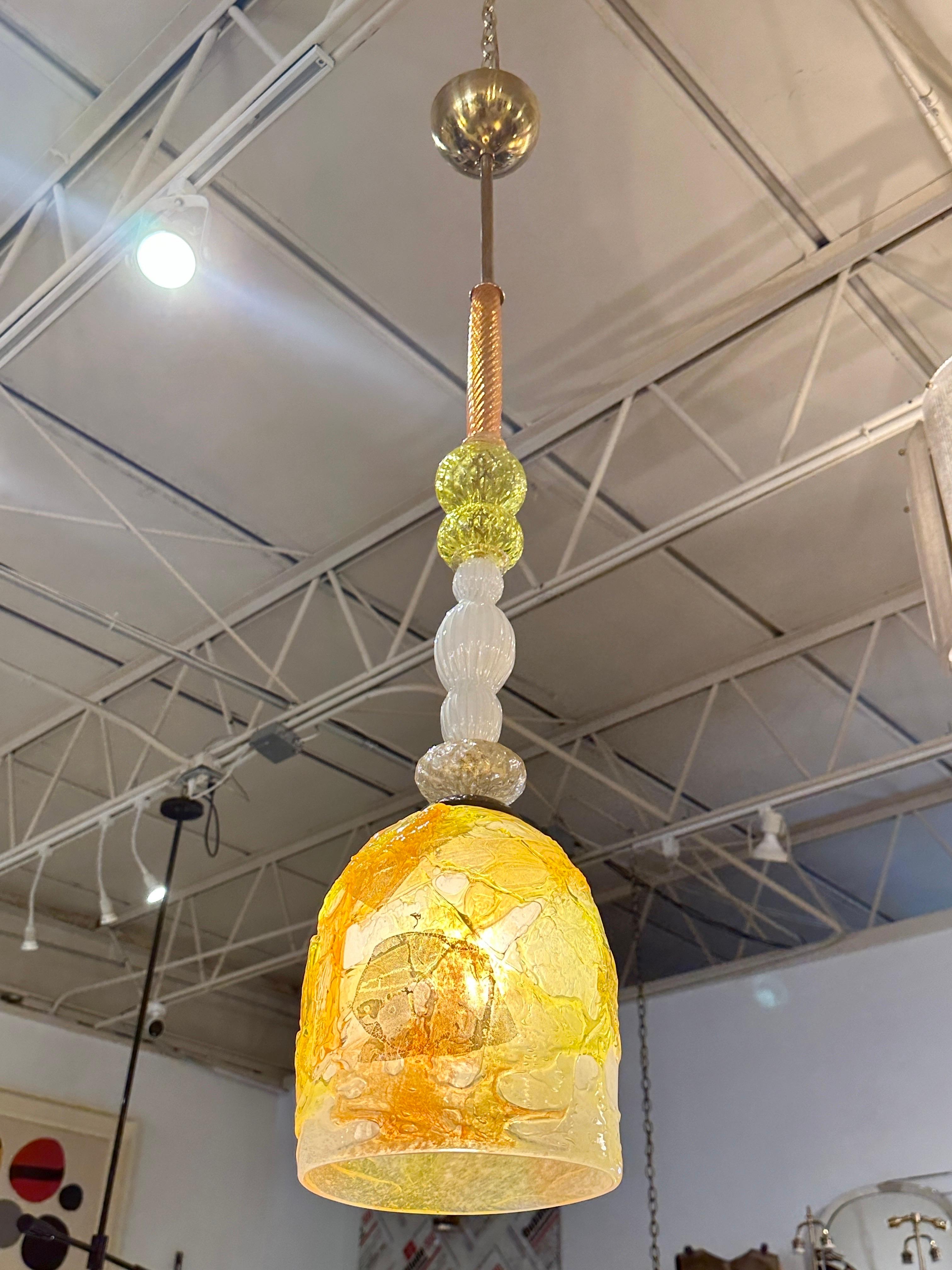 Unique Murano Glass Pendant Lights (2 Available - Sold individually) In Good Condition For Sale In East Hampton, NY