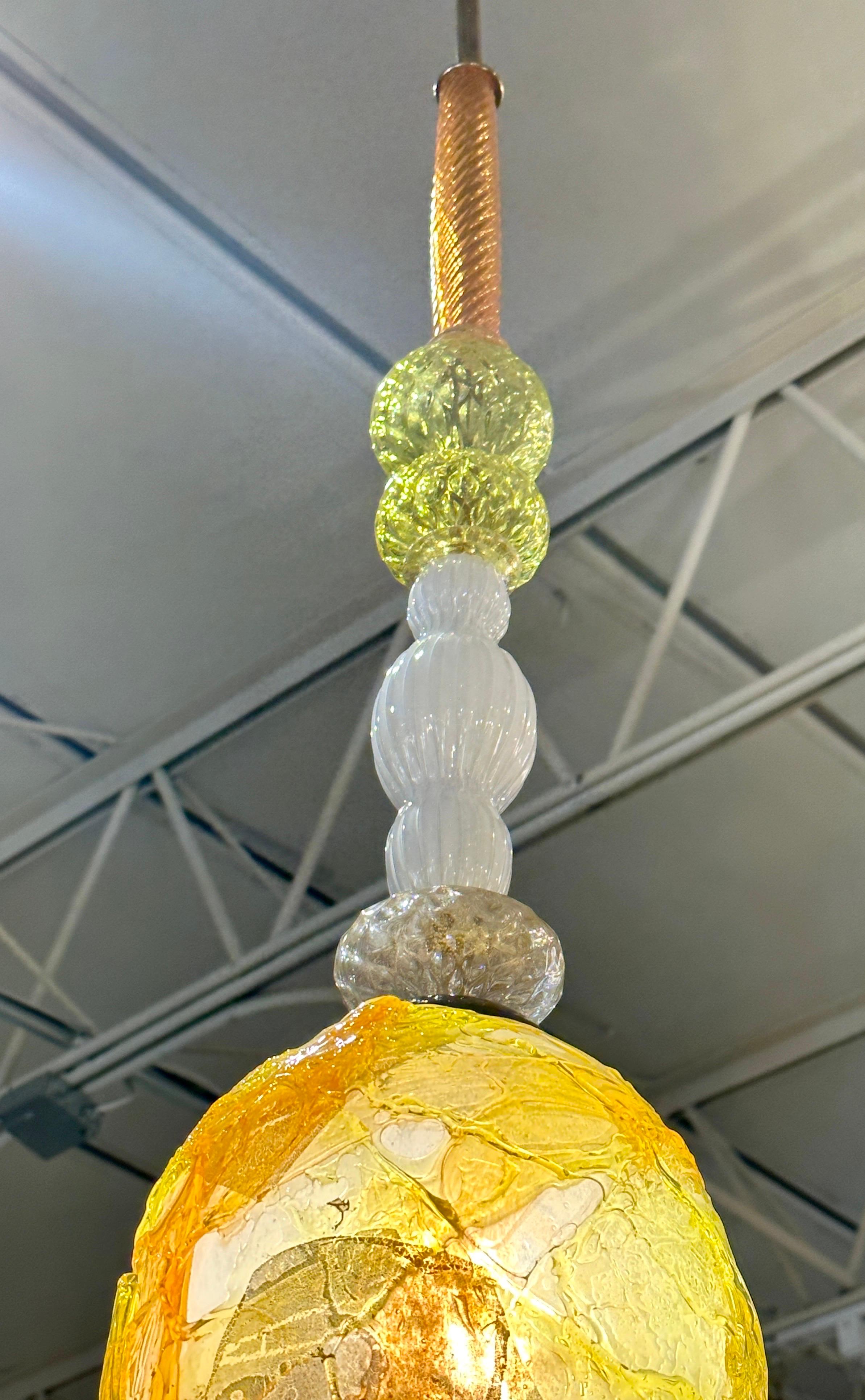 Contemporary Unique Murano Glass Pendant Lights (2 Available - Sold individually) For Sale
