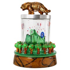 Unique Murano Glass Sculptural with Tiger , signed Arno Arts