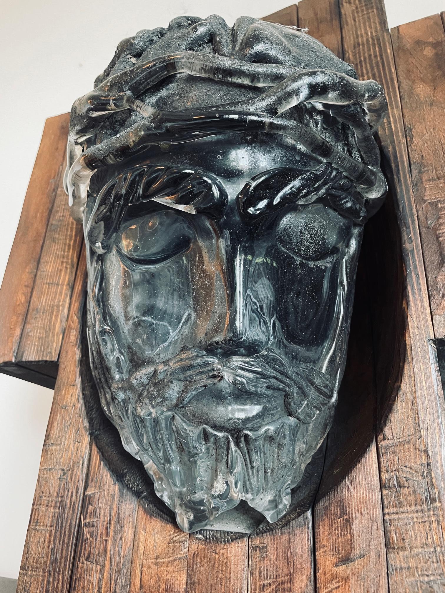 Einzigartige Murano-Glas-Skulptur, Dino Rosin, Gesicht Jesu, 20. Jahrhundert, Venedig (Barock) im Angebot