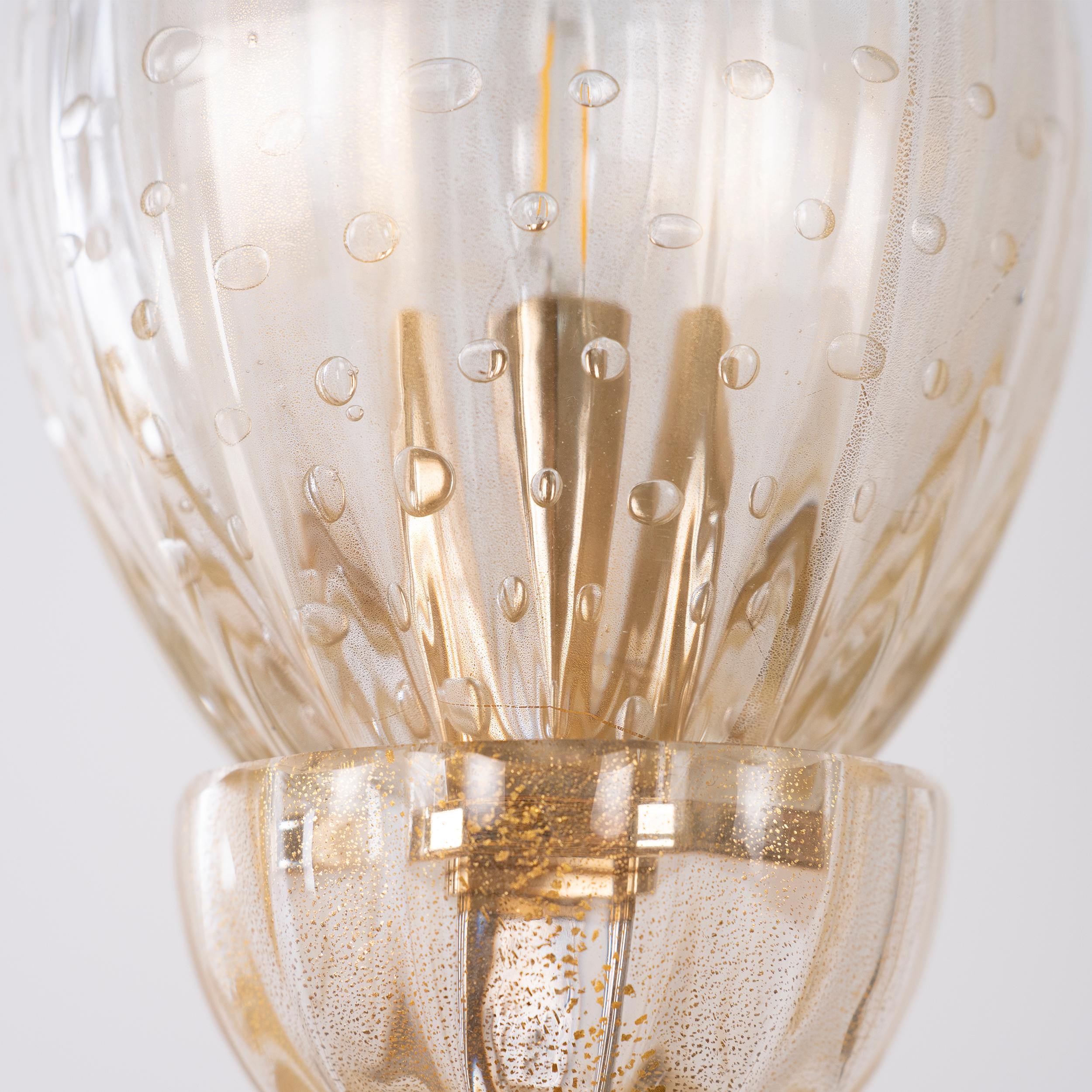 Lampe de table unique en verre de Murano en or, Vintage By Seguso Made in Italy en stock en vente 2