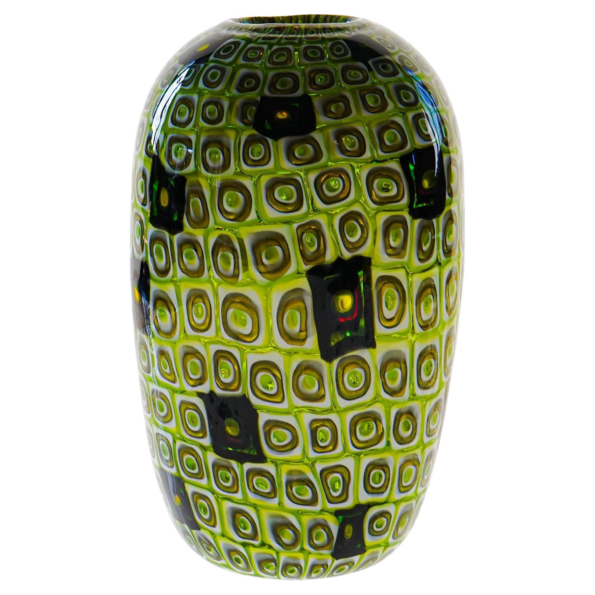Unique Murano Glass Vase, Murrine Romane style