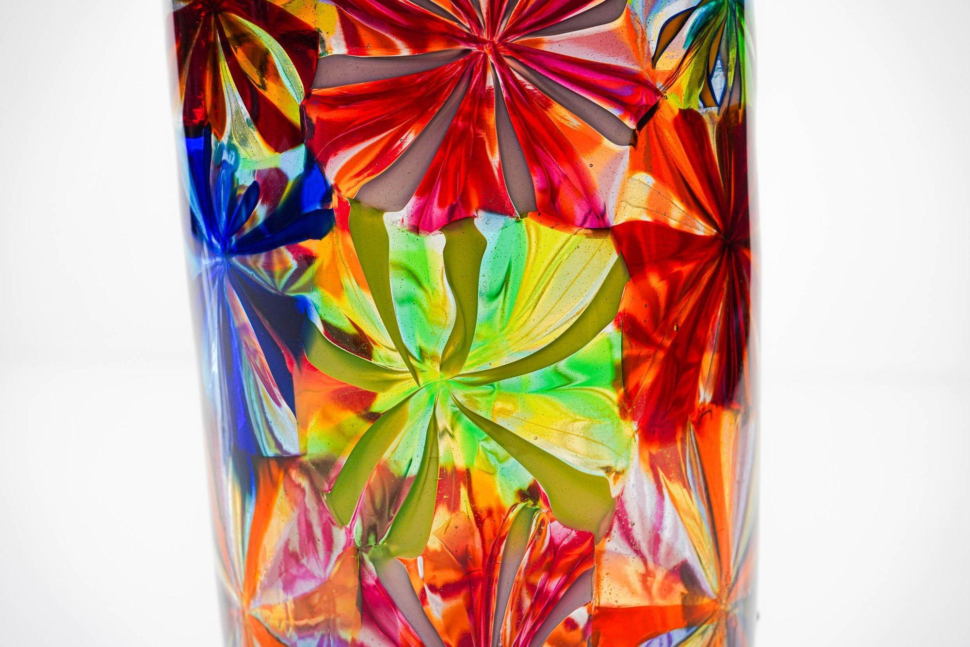 Unique Murano Glass Vase Stellato in the style Pollio Perelda for Fratelli Toso For Sale 8