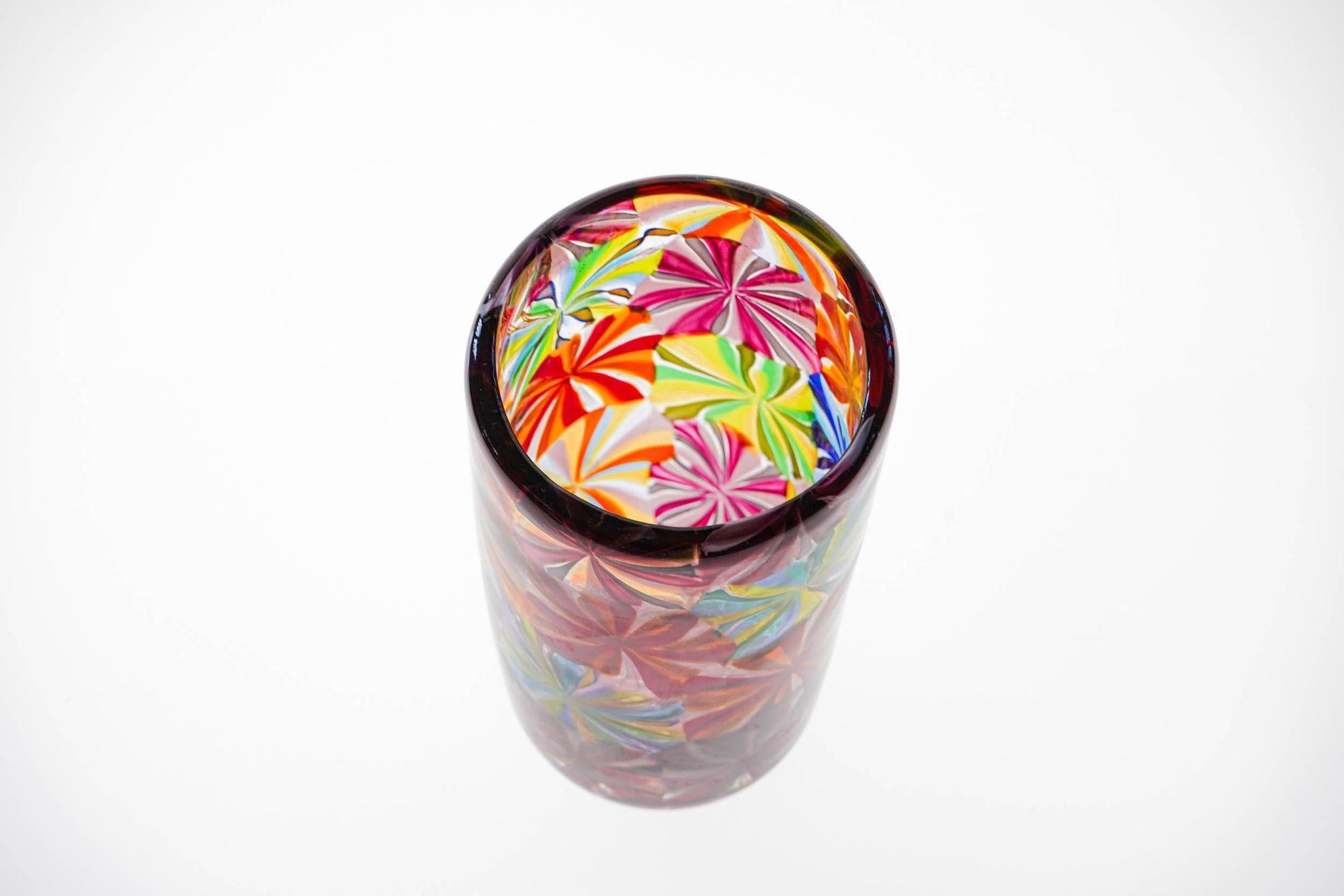 Unique Murano Glass Vase Stellato in the style Pollio Perelda for Fratelli Toso For Sale 13