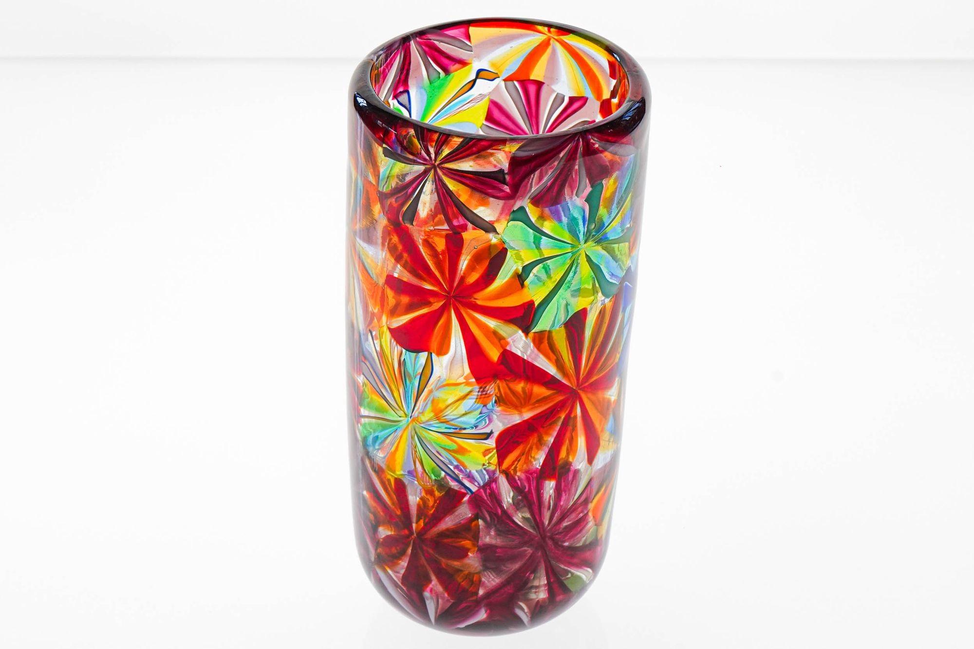 Mid-Century Modern Unique Murano Glass Vase Stellato in the style Pollio Perelda for Fratelli Toso For Sale