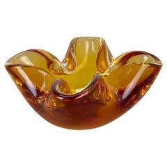 único cenicero de concha de elemento de cuenco "amarillo" de cristal de Murano, Italia, 1970