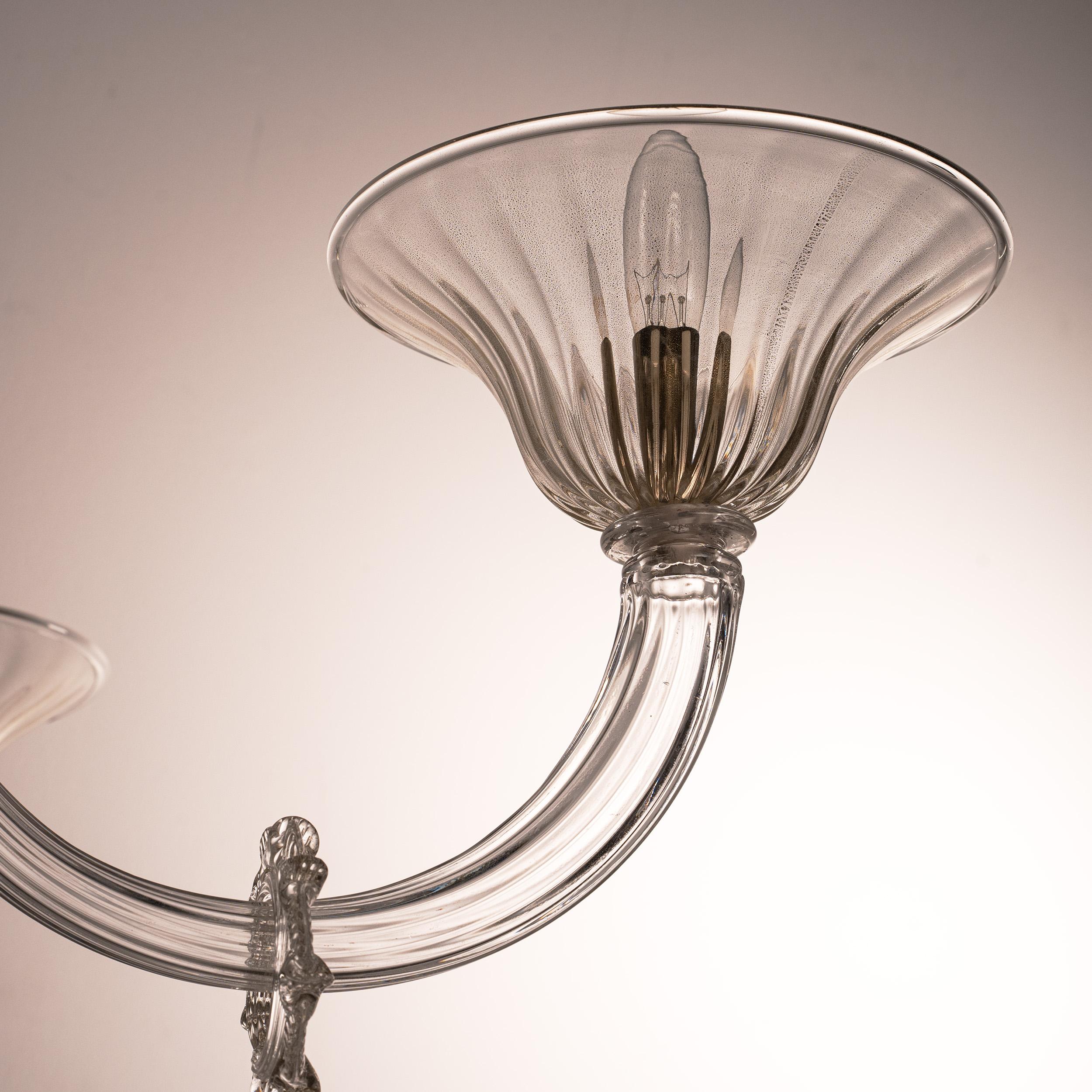 Unique Murano Gold glass chandelier 6 lights, Vintage Made in Italy in stock (20. Jahrhundert) im Angebot