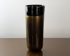 Unique Murano incalmo Black Glass Vase 24 kt Gold 1980s original Made in Italy