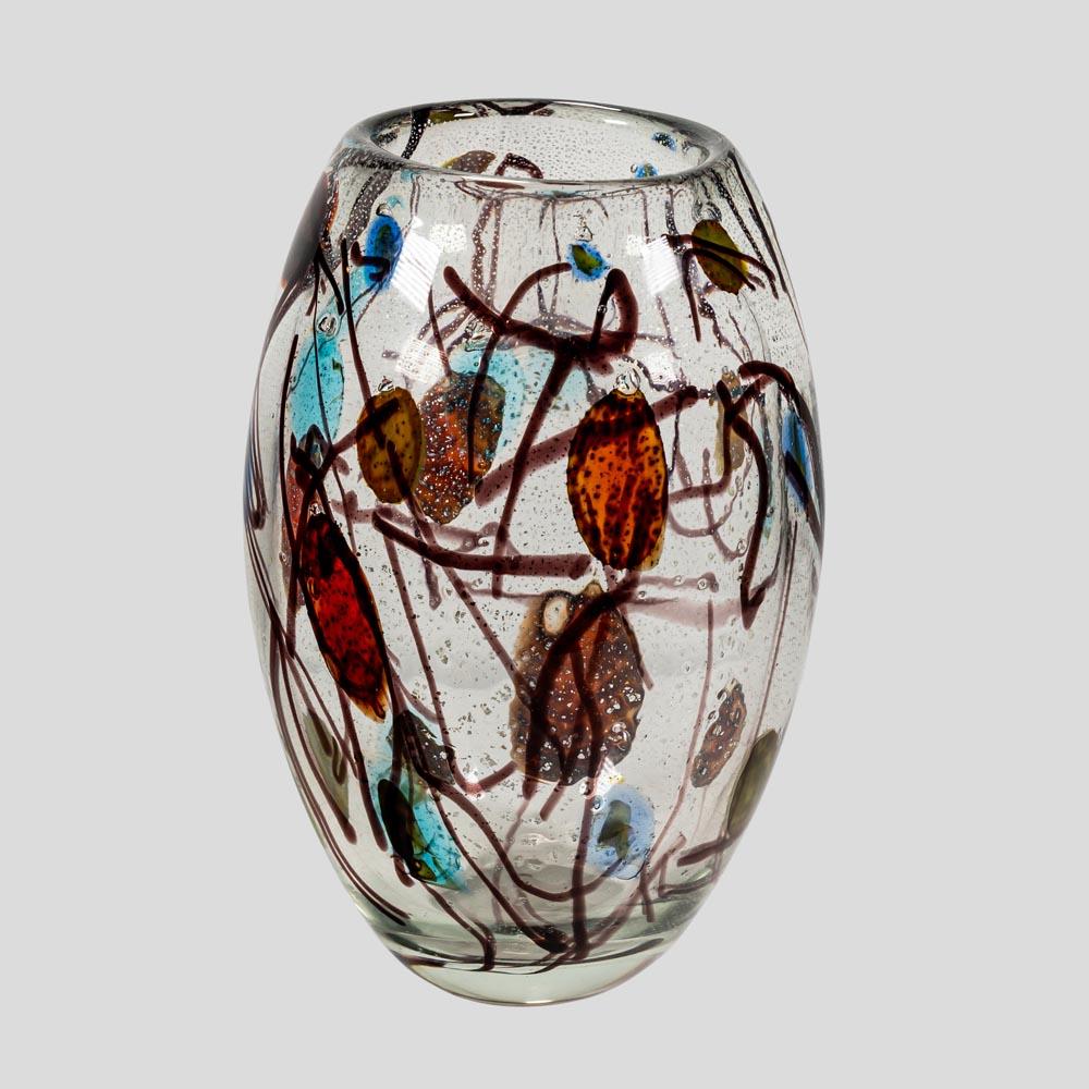 Eine einzigartige Vase aus mundgeblasenem Muranoglas, mehrfarbig, eine Hommage an Miro (Moderne) im Angebot