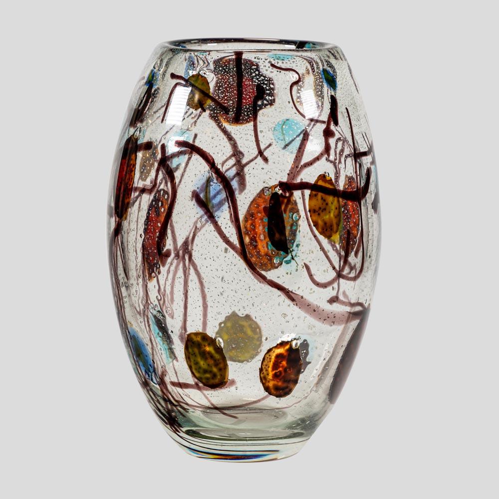 Italian Unique Murano Multi Colour hand Blown Glass Vase For Sale