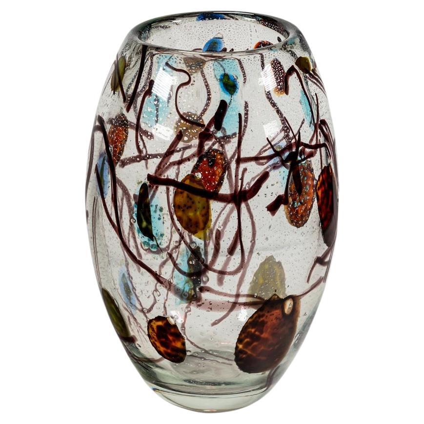 Vase unique en verre de Murano soufflé à la main multicolore en hommage à Miro