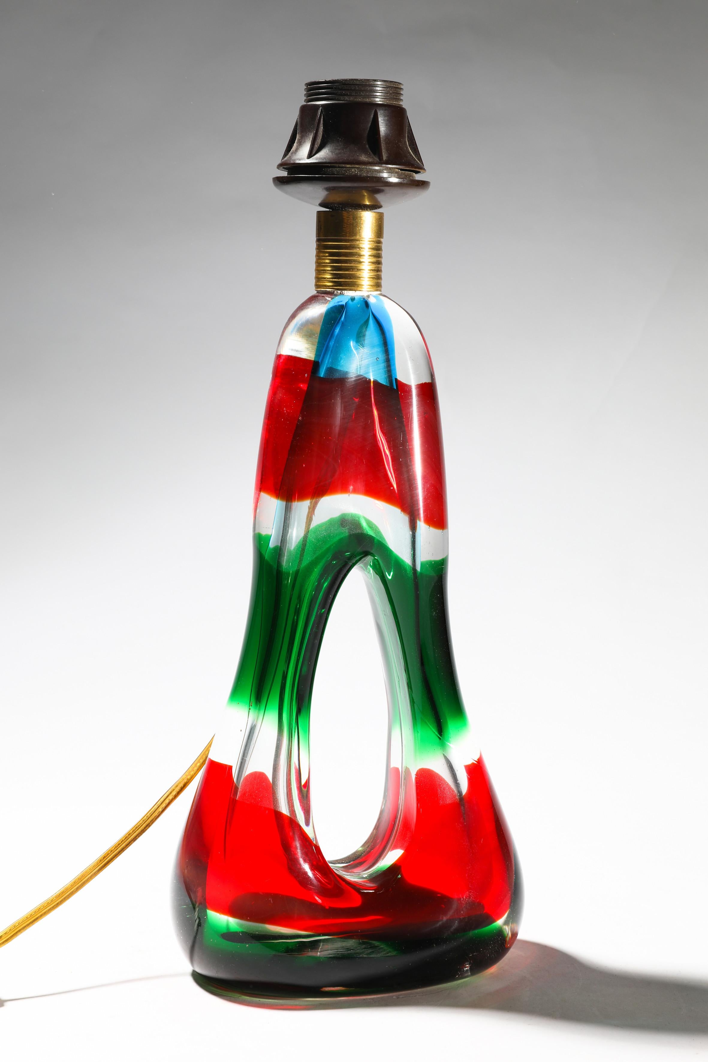 Glass  Table Lamp by Fulvio Bianconi, Murano Italy, 1960 For Sale