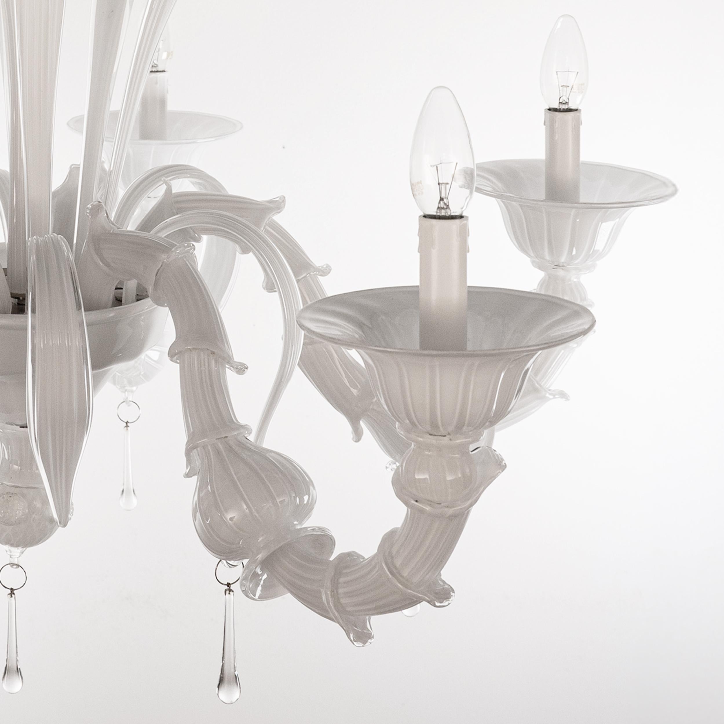 Lustre unique en verre blanc de Murano 6 lumières, Vintage Made in Italy en stock en vente 2