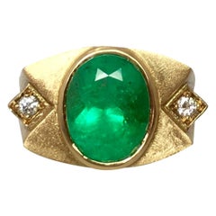 Unique Muzo 5.75 Carat Colombian Emerald & Diamond 18 Karat Gold Certified Ring