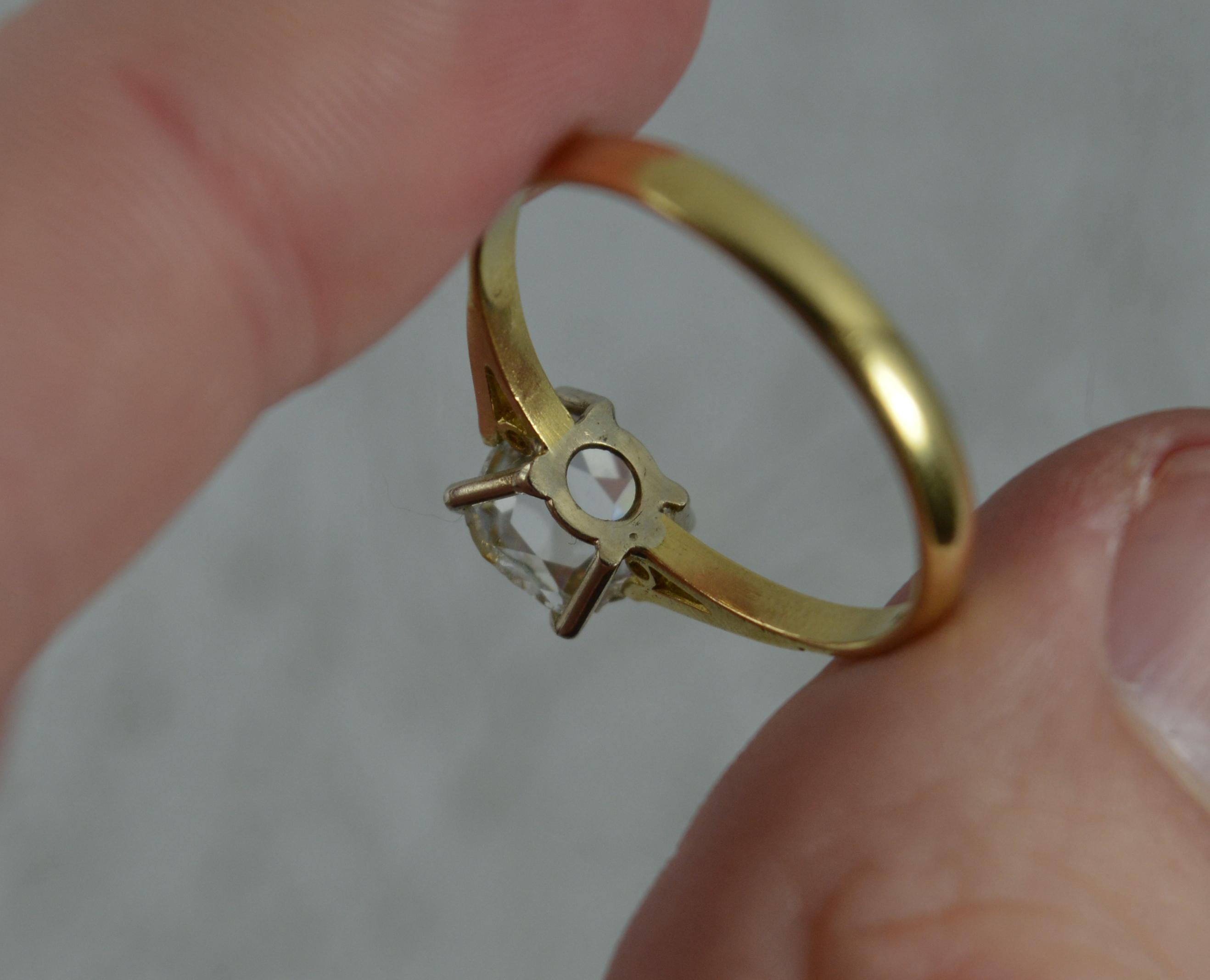 Unique Natural 1.5 Carat Spread Old Cut Diamond 18 Carat Gold Solitaire Ring 3