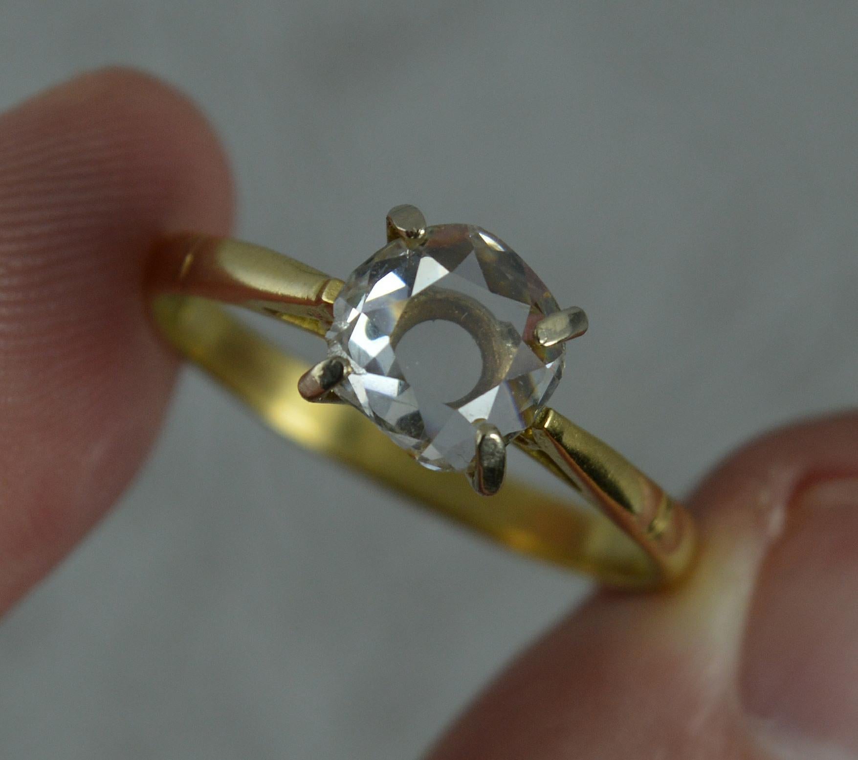 Unique Natural 1.5 Carat Spread Old Cut Diamond 18 Carat Gold Solitaire Ring In Excellent Condition In St Helens, GB